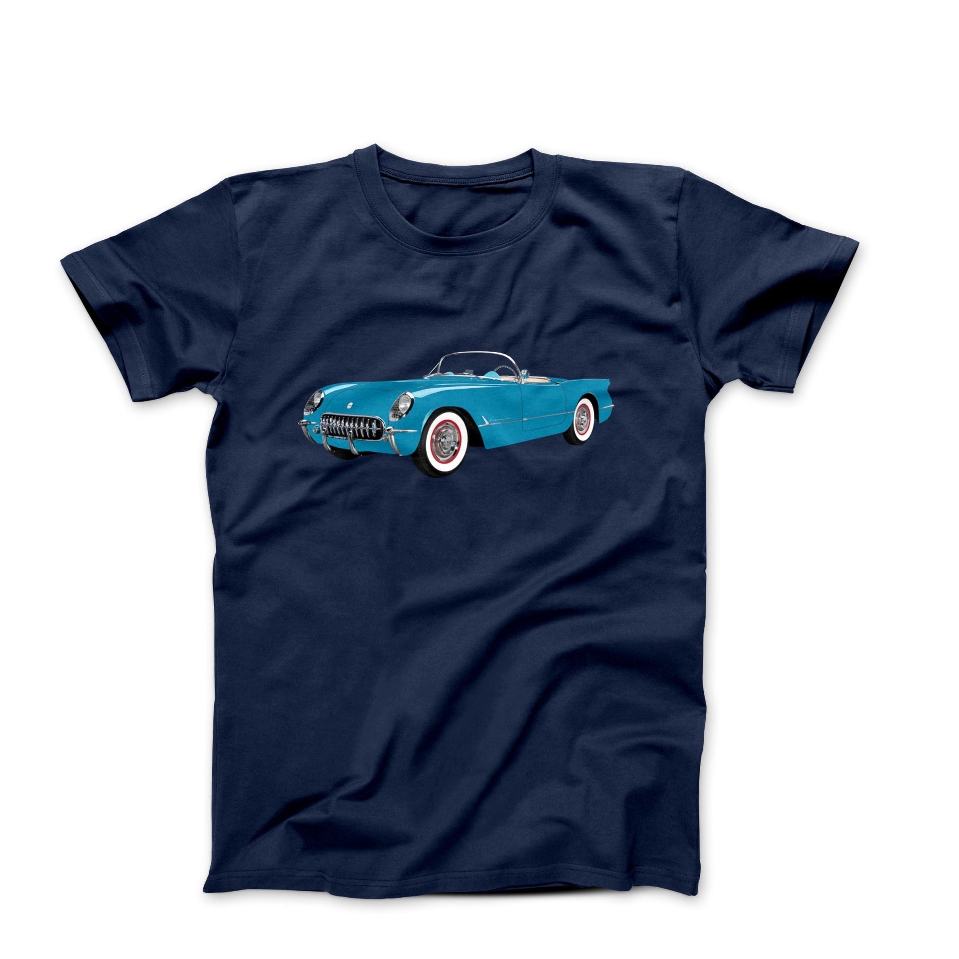 1954 Chevy Corvette Pennant Blue T-shirt - Cars, Trucks & Cycles - Harvey Ltd