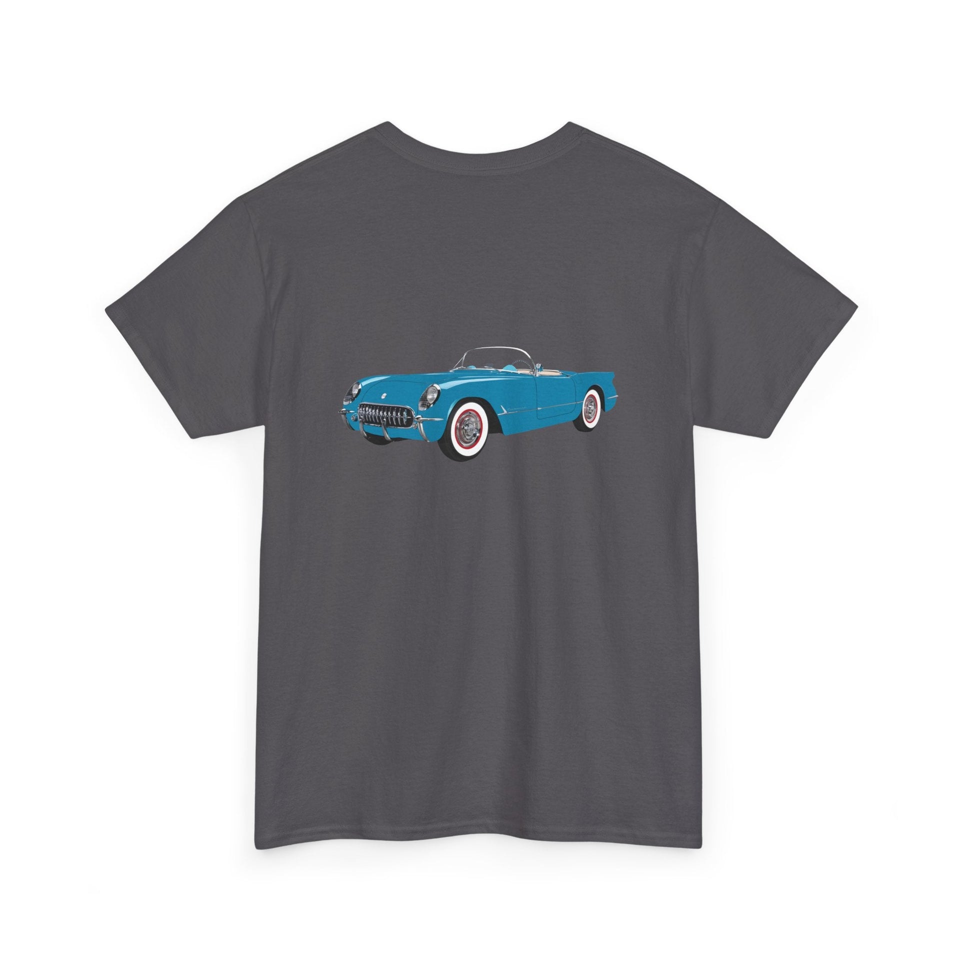 1954 Corvette Pennant Blue Front & Back Printed T-shirt - Cars, Trucks & Cycles - Harvey Ltd