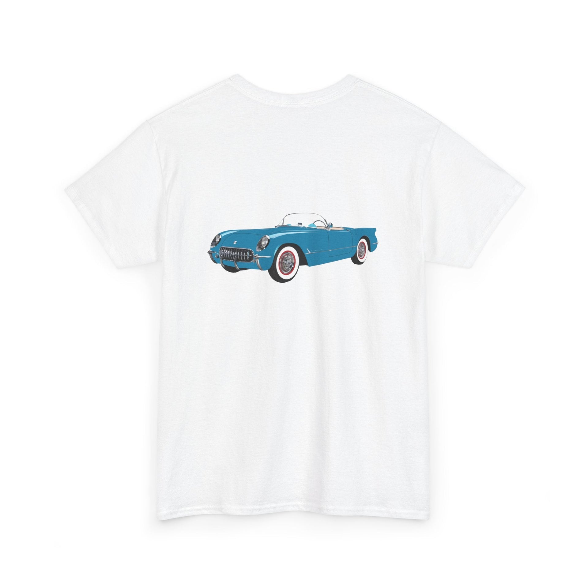 1954 Corvette Pennant Blue Front & Back Printed T-shirt - Cars, Trucks & Cycles - Harvey Ltd
