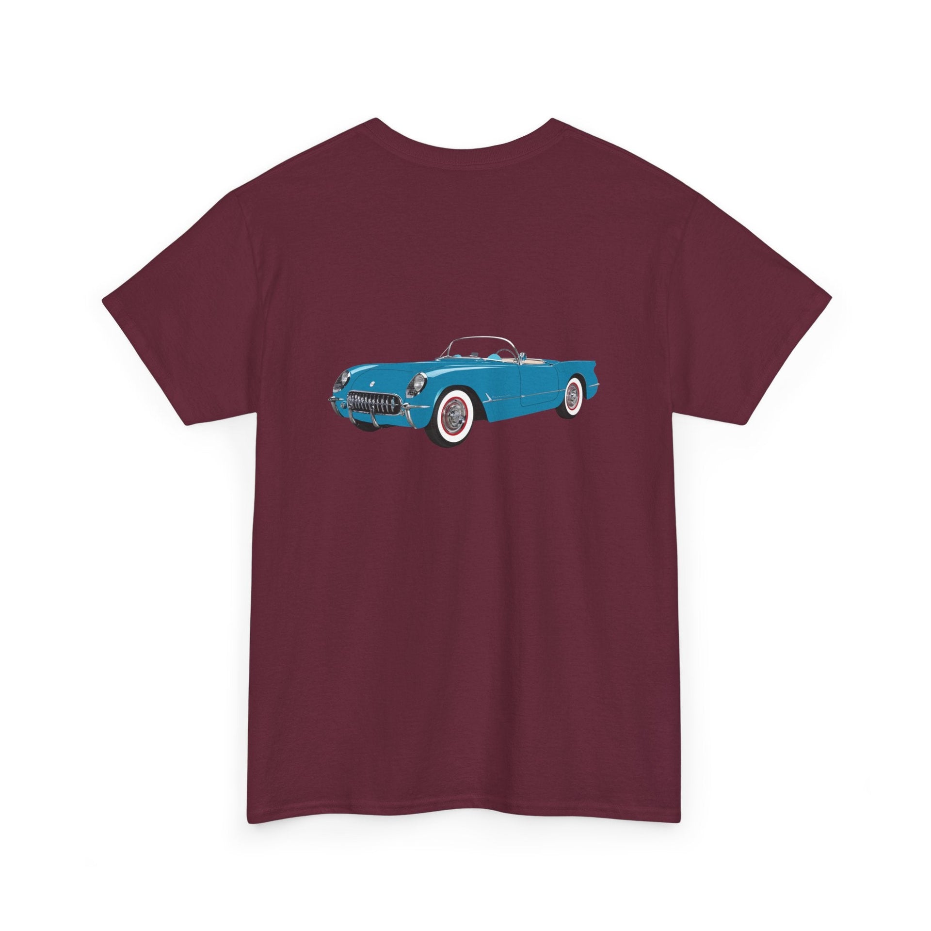 1954 Corvette Pennant Blue Front & Back Printed T-shirt - Cars, Trucks & Cycles - Harvey Ltd