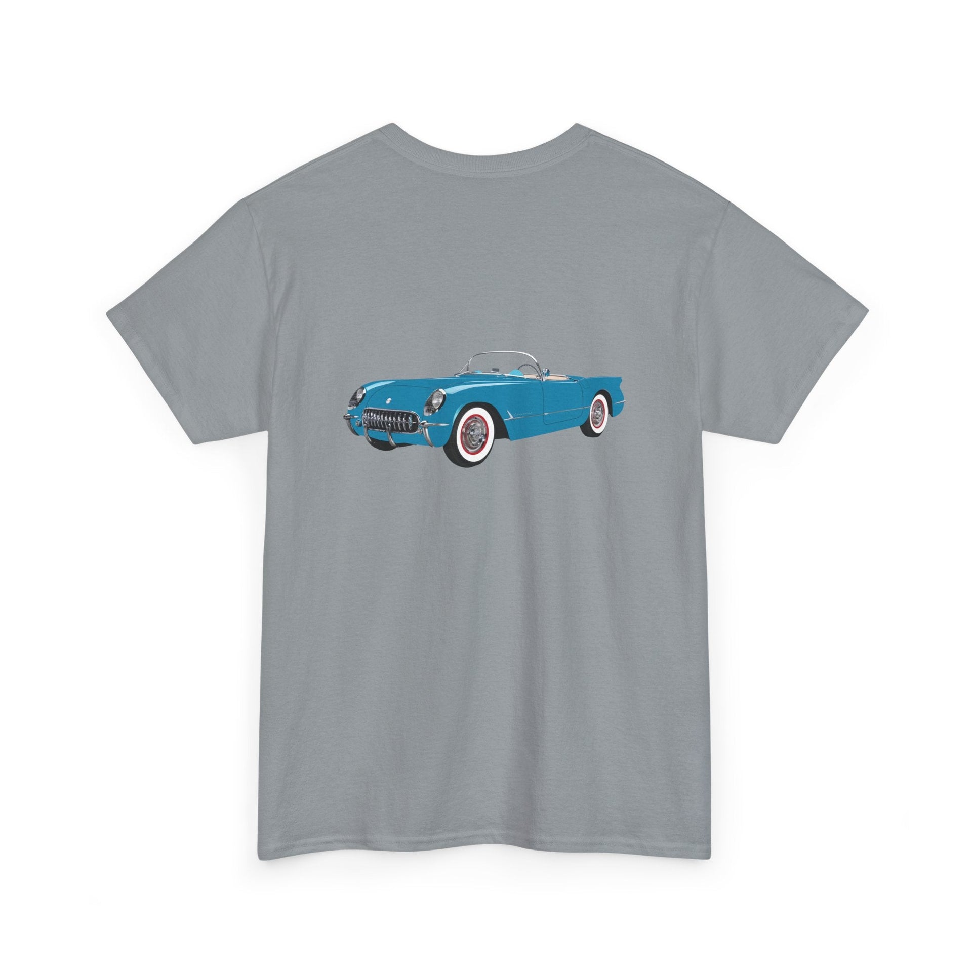 1954 Corvette Pennant Blue Front & Back Printed T-shirt - Cars, Trucks & Cycles - Harvey Ltd