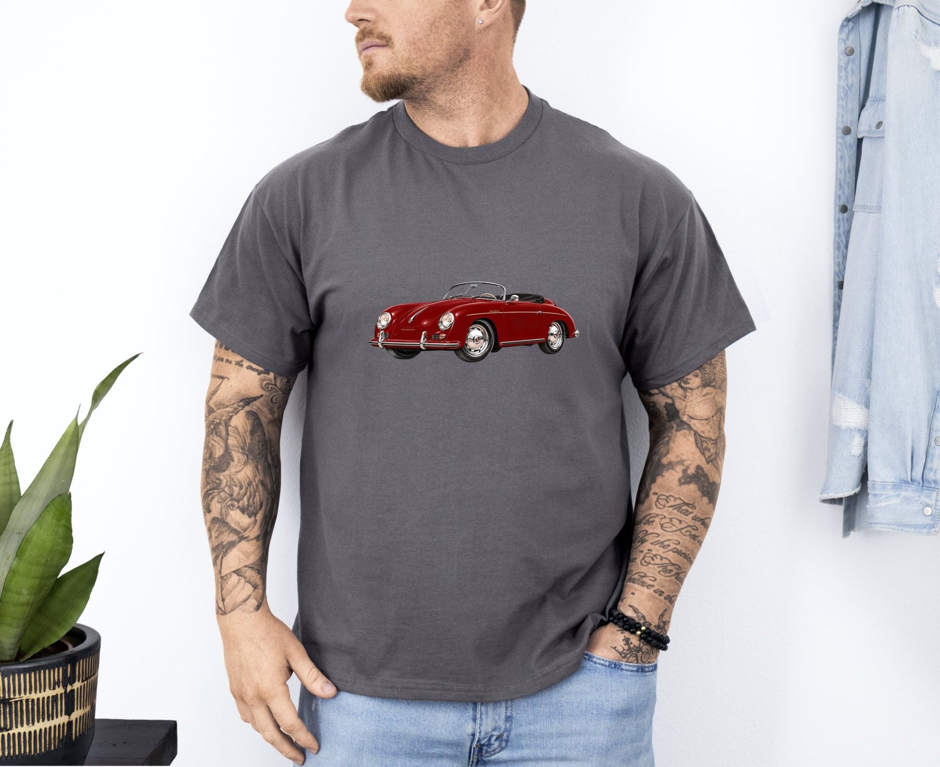 1956 Porsche 356 Speedster (Polyantha Red) T-shirt - Cars, Trucks & Cycles - Harvey Ltd