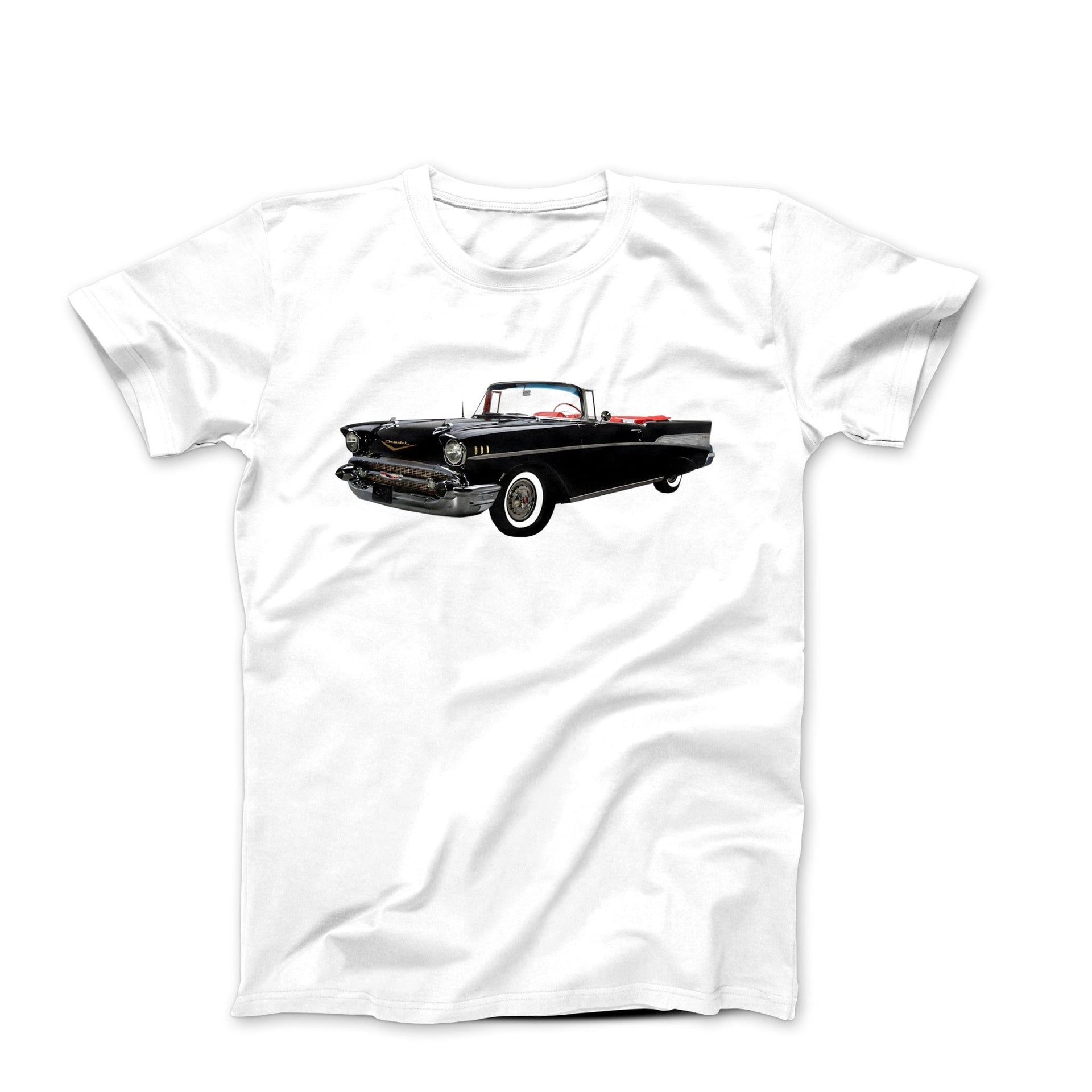 1957 Black Chevy Bel Aire Convertible T-shirt - Cars, Trucks & Cycles - Harvey Ltd