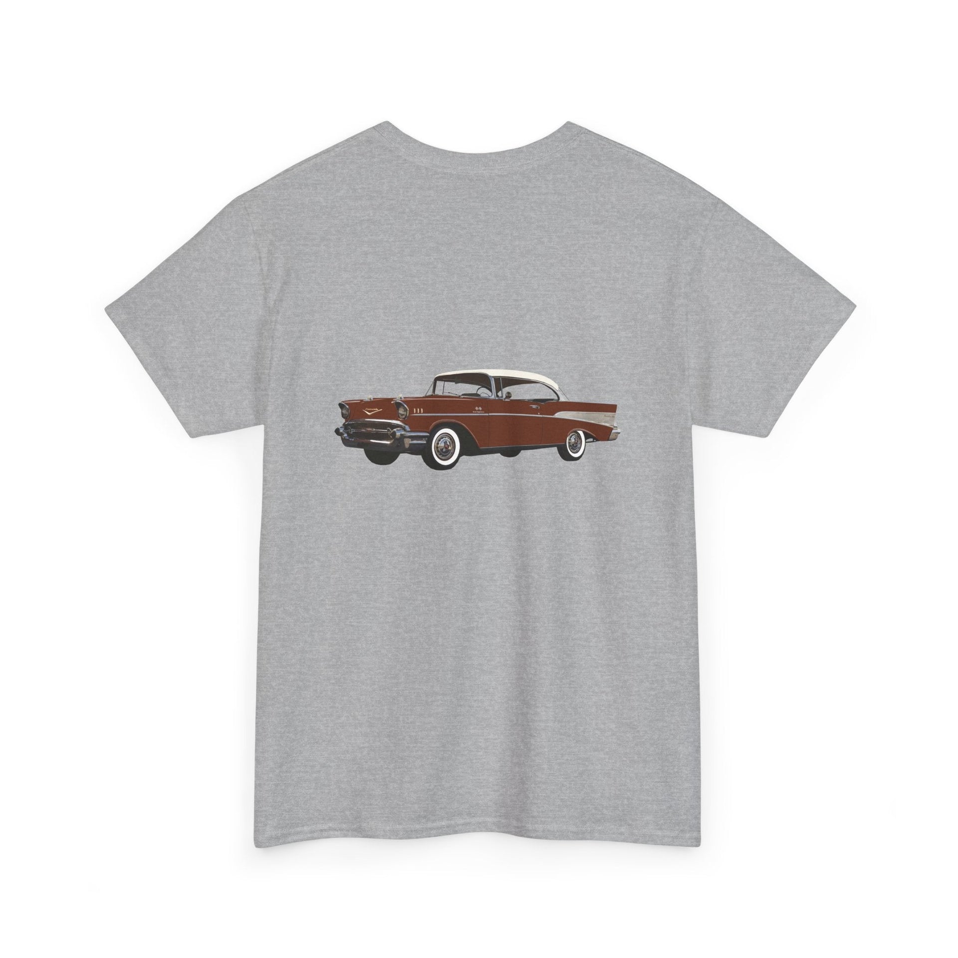 1957 Chevy Bel Air Sierra Gold Front & Back Printed T-shirt - Cars, Trucks & Cycles - Harvey Ltd