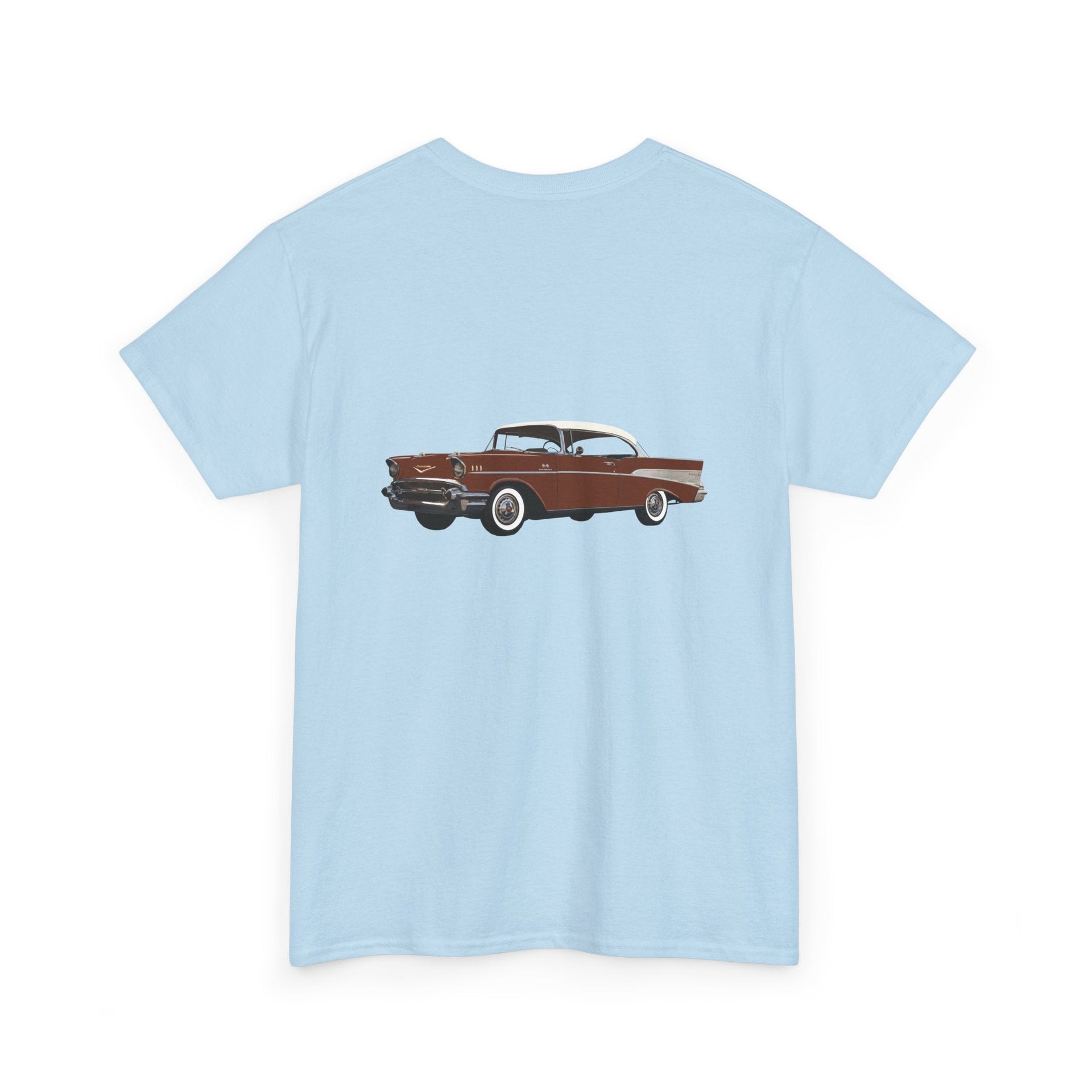 1957 Chevy Bel Air Sierra Gold Front & Back Printed T-shirt - Cars, Trucks & Cycles - Harvey Ltd