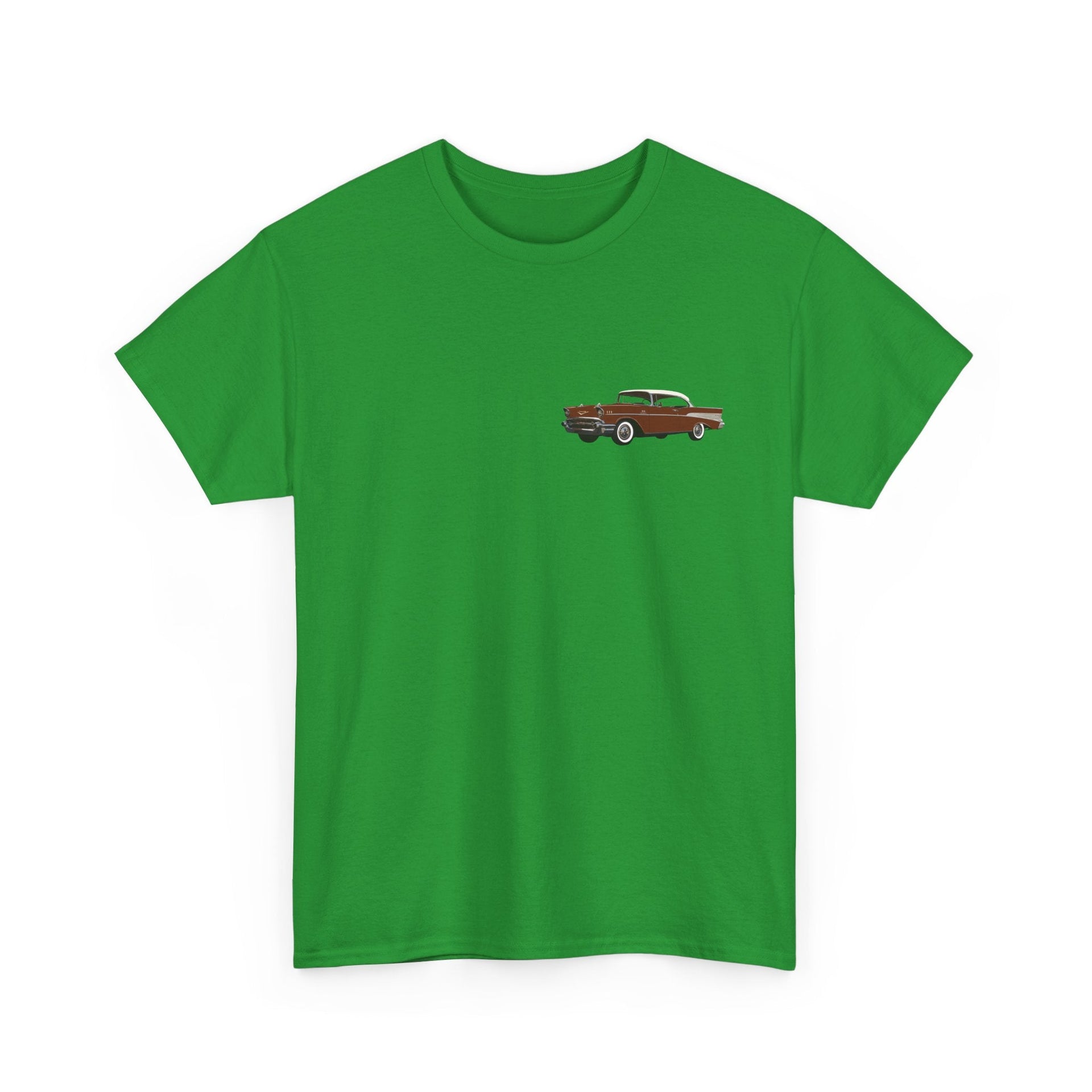 1957 Chevy Bel Air Sierra Gold Front & Back Printed T-shirt - Cars, Trucks & Cycles - Harvey Ltd