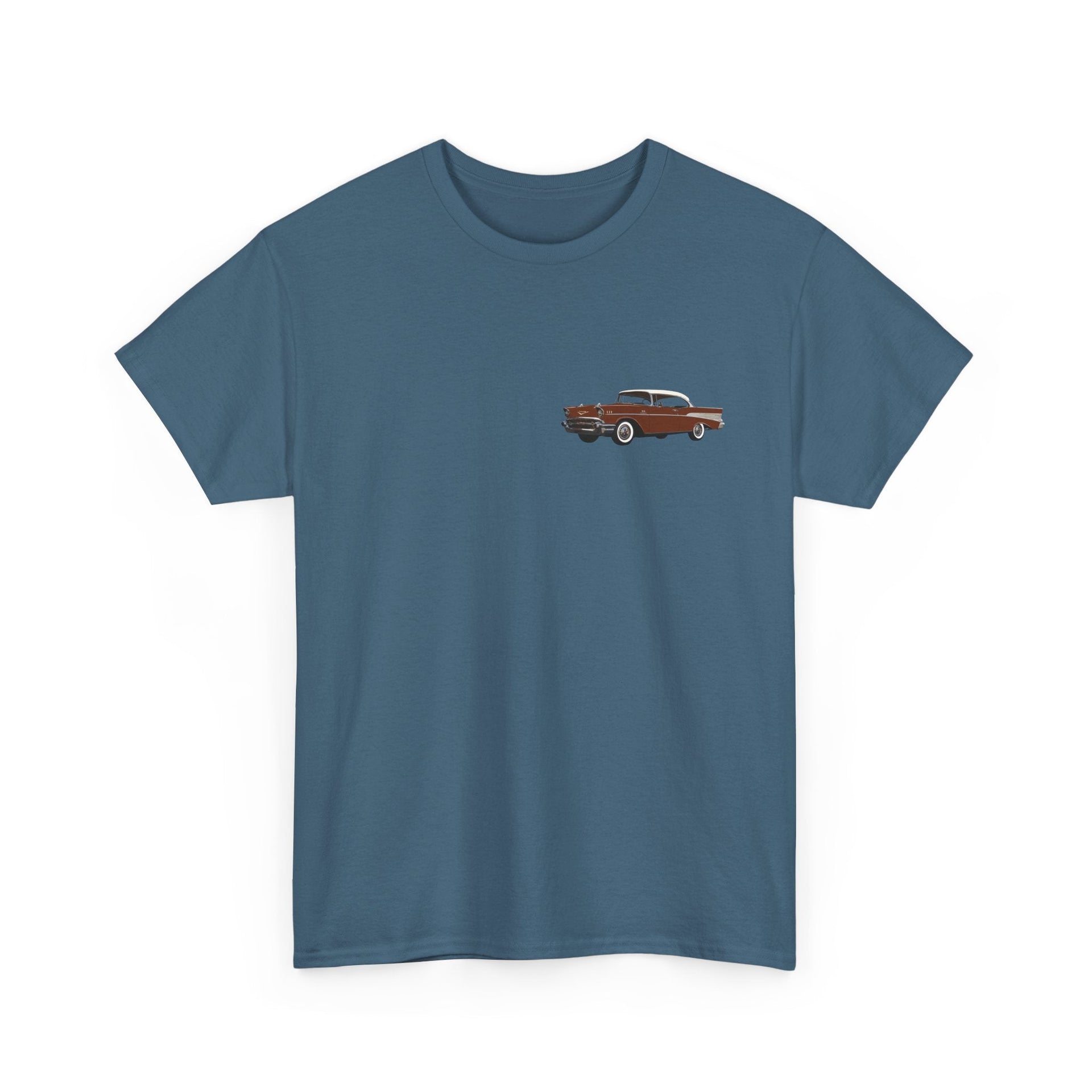 1957 Chevy Bel Air Sierra Gold Front & Back Printed T-shirt - Cars, Trucks & Cycles - Harvey Ltd