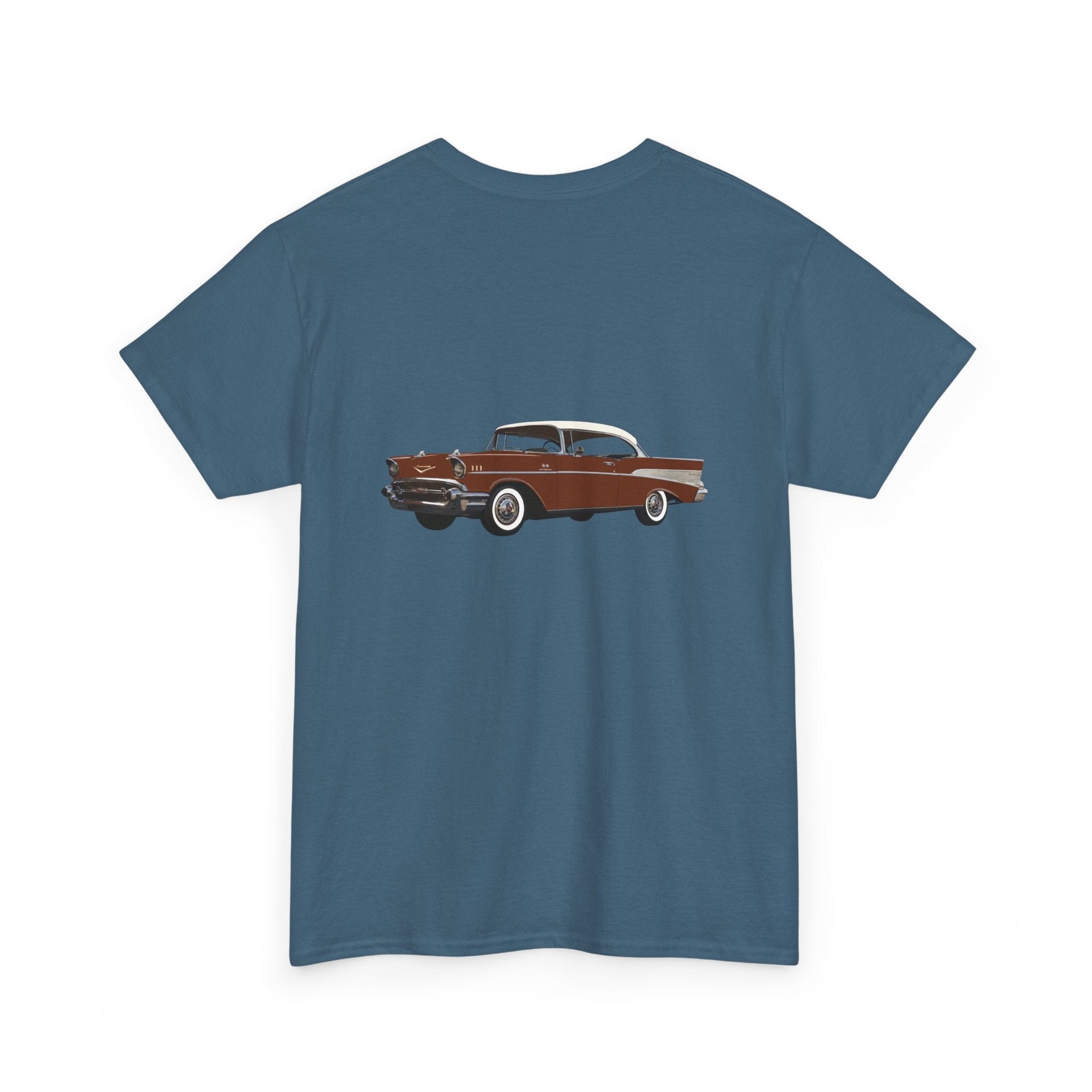 1957 Chevy Bel Air Sierra Gold Front & Back Printed T-shirt - Cars, Trucks & Cycles - Harvey Ltd