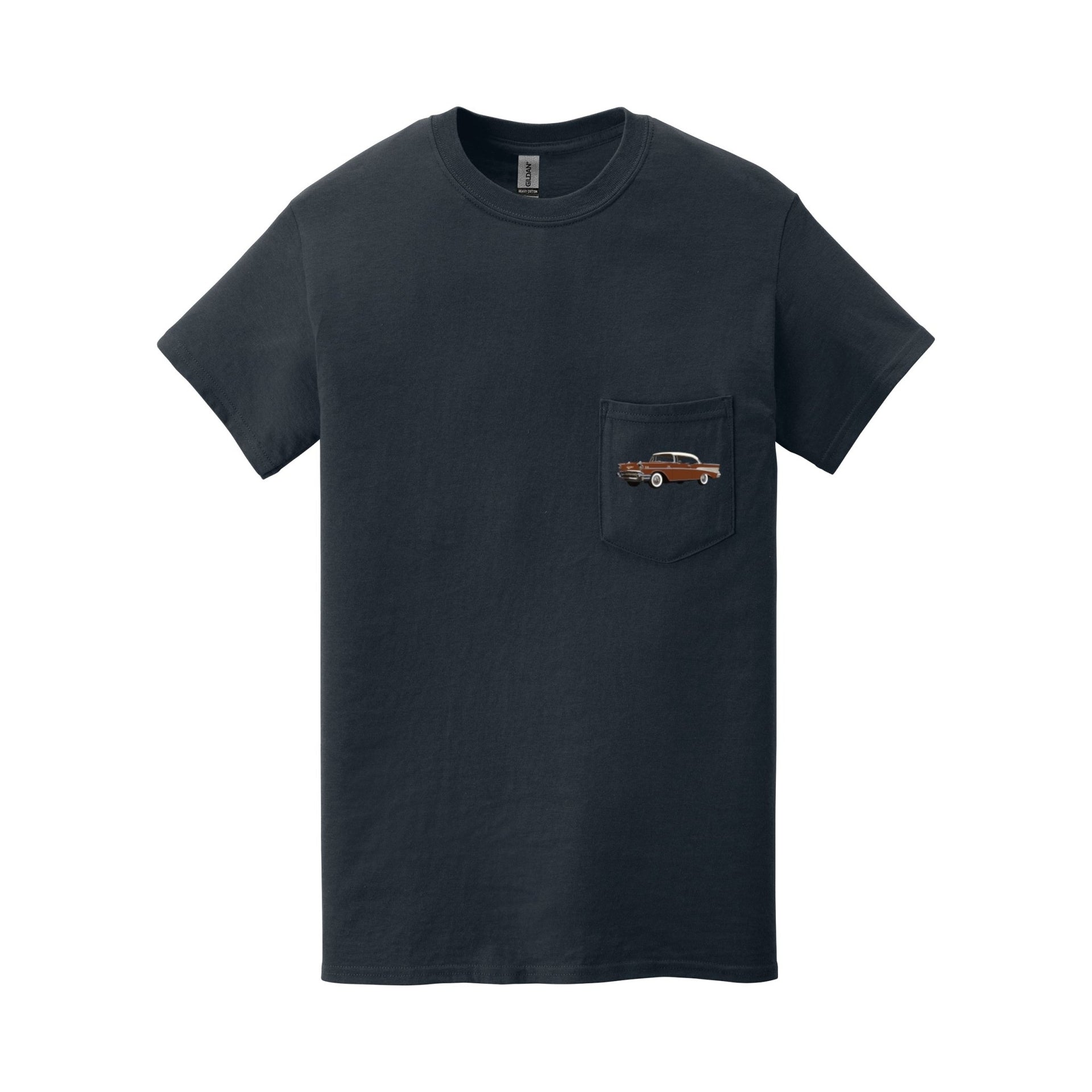 1957 Chevy Bel Air Sierra Gold Hardtop Pocket T-shirt - Cars, Trucks & Cycles - Harvey Ltd