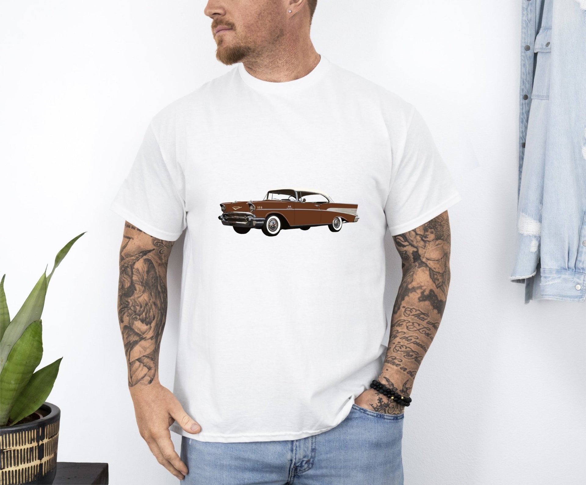 1957 Chevy Bel Air Sierra Gold Hardtop T-shirt - Cars, Trucks & Cycles - Harvey Ltd