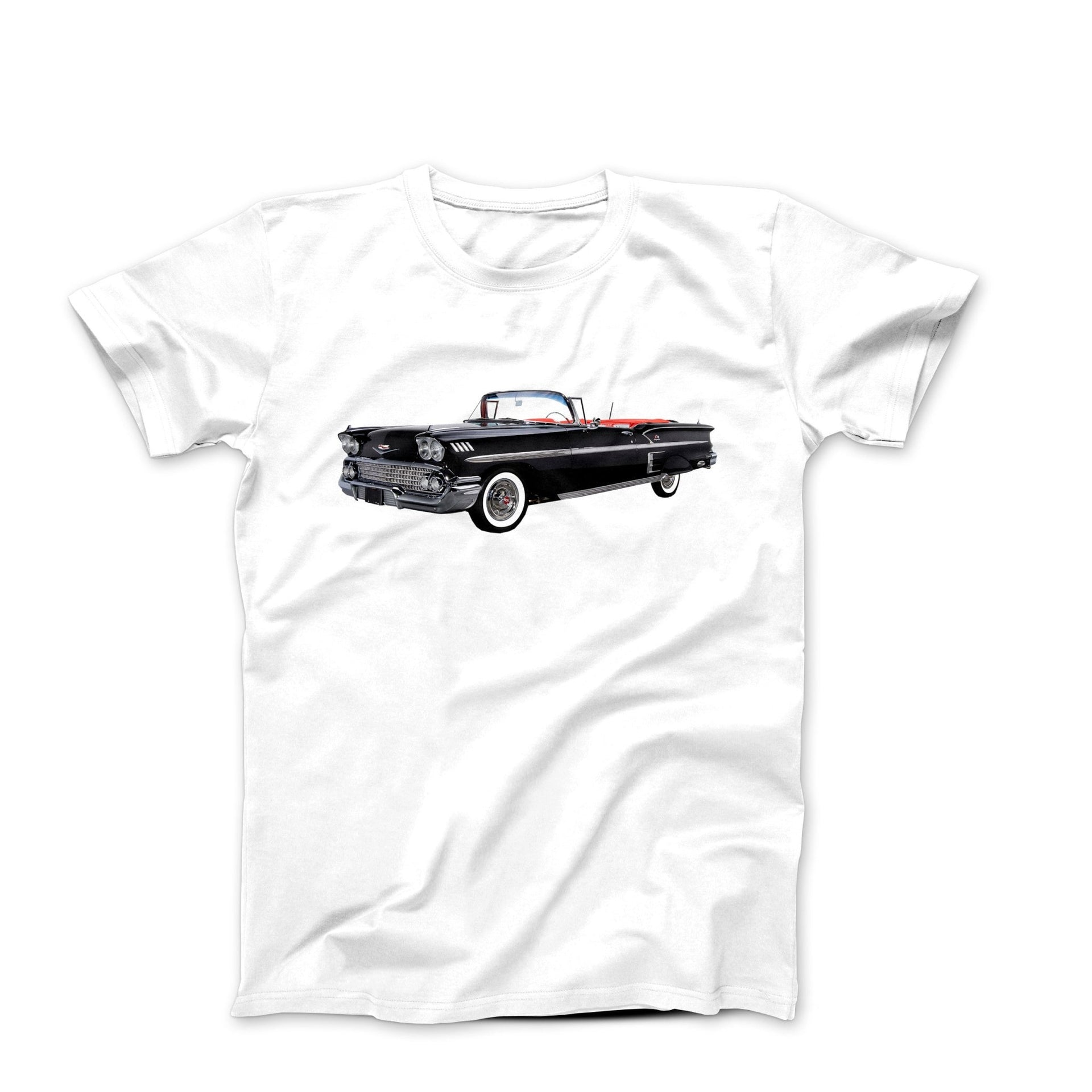 1958 Black Chevy Impala Convertible T-shirt - Cars, Trucks & Cycles - Harvey Ltd