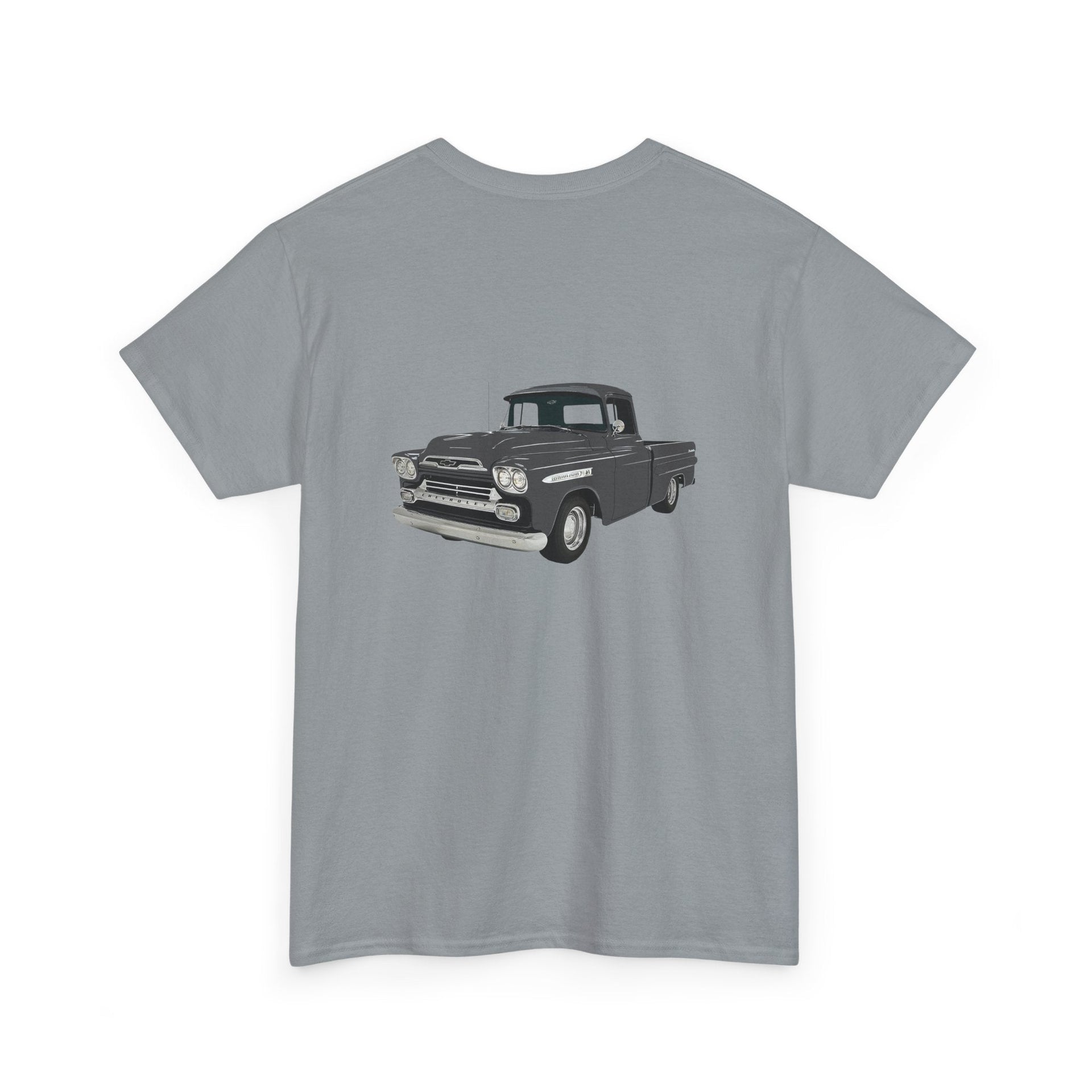 1959 Chevy Apache 3100 Pickup Front & Back Printed T-shirt - Cars, Trucks & Cycles - Harvey Ltd
