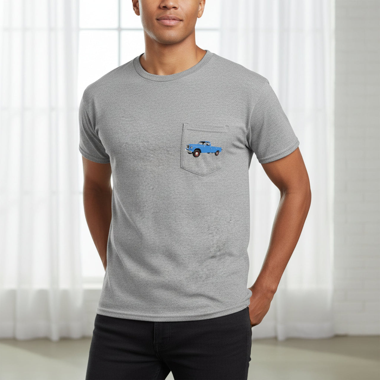 1960 Studebaker Champ Pickup Pocket T-shirt - Cars, Trucks & Cycles - Harvey Ltd