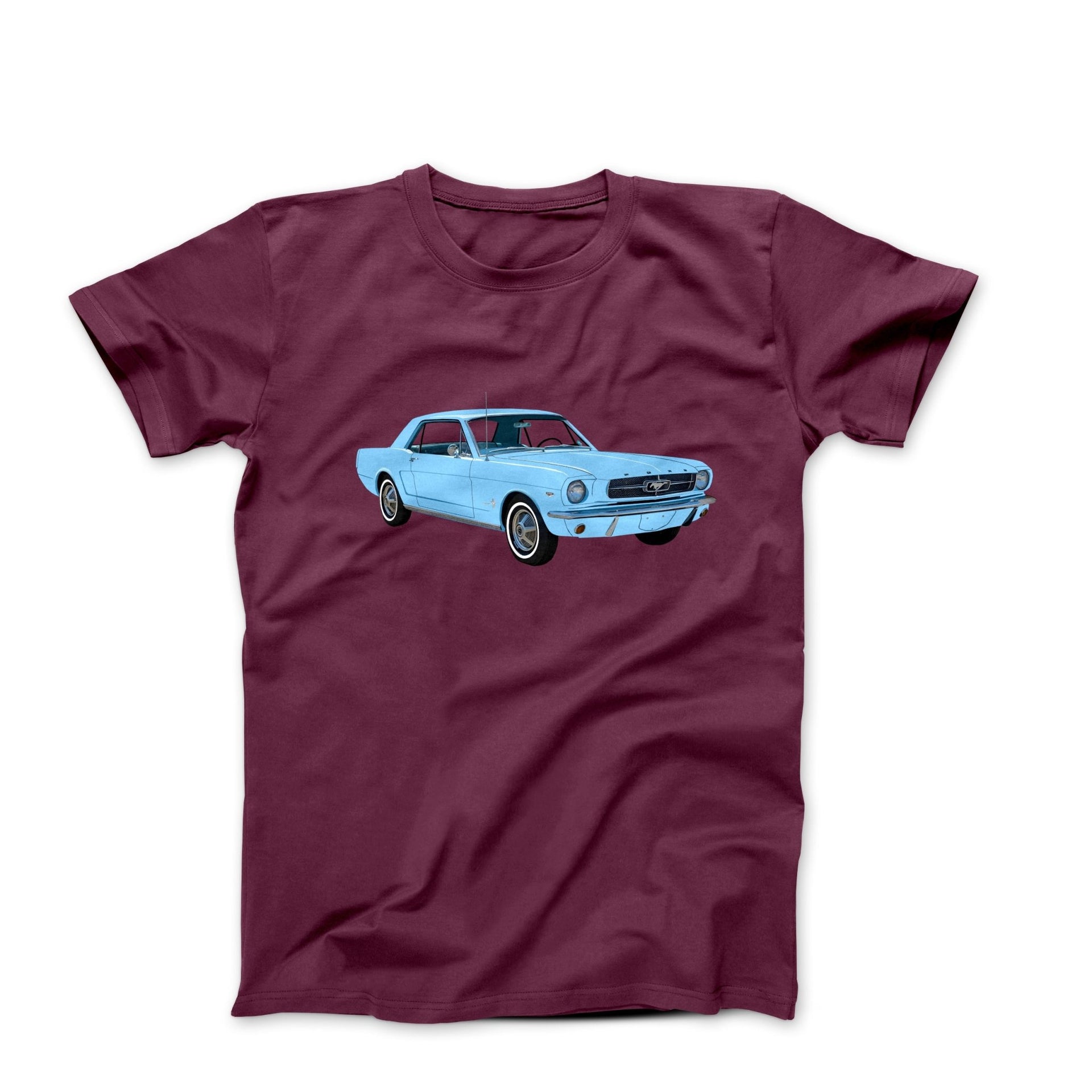 1964 1/2 Ford Mustang Skylight Blue T-shirt - Cars, Trucks & Cycles - Harvey Ltd