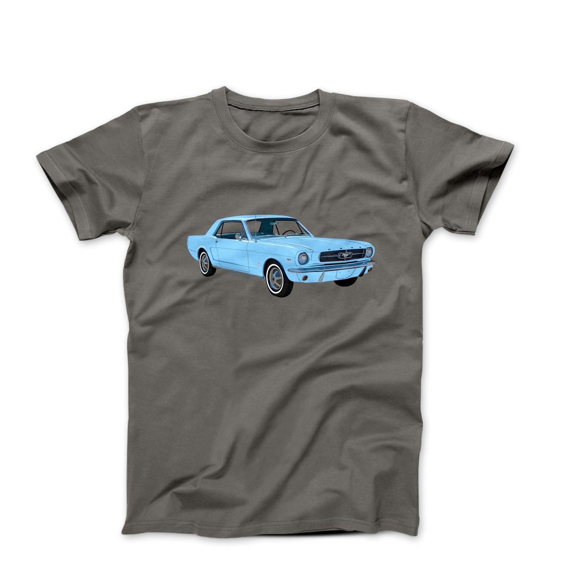 1964 1/2 Ford Mustang Skylight Blue T-shirt - Cars, Trucks & Cycles - Harvey Ltd