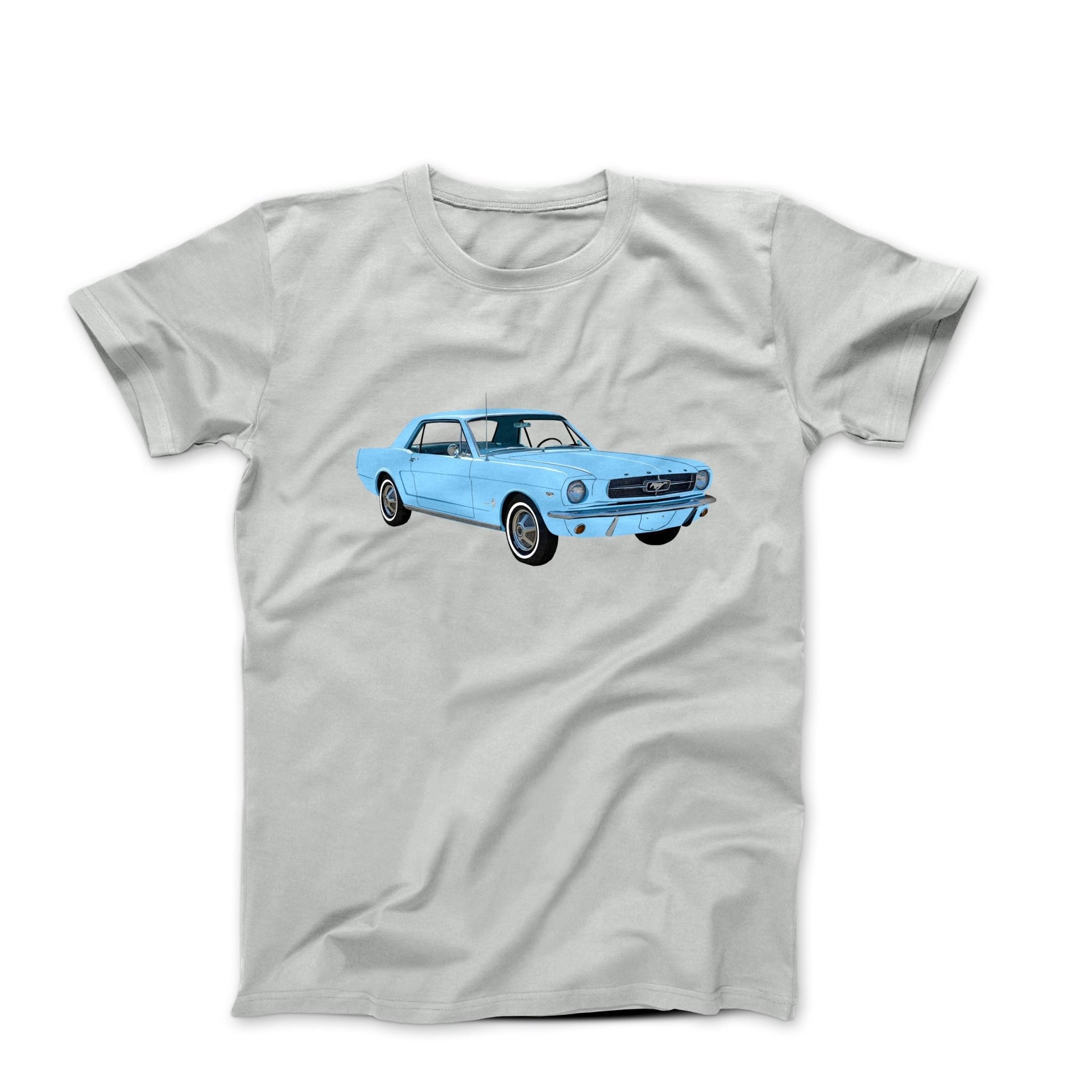 1964 1/2 Ford Mustang Skylight Blue T-shirt - Cars, Trucks & Cycles - Harvey Ltd