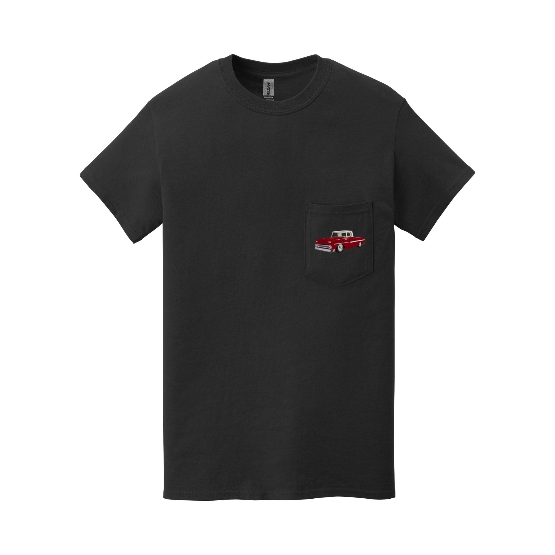 1965 Chevy C10 Pickup Truck Pocket T-shirt - Cars, Trucks & Cycles - Harvey Ltd