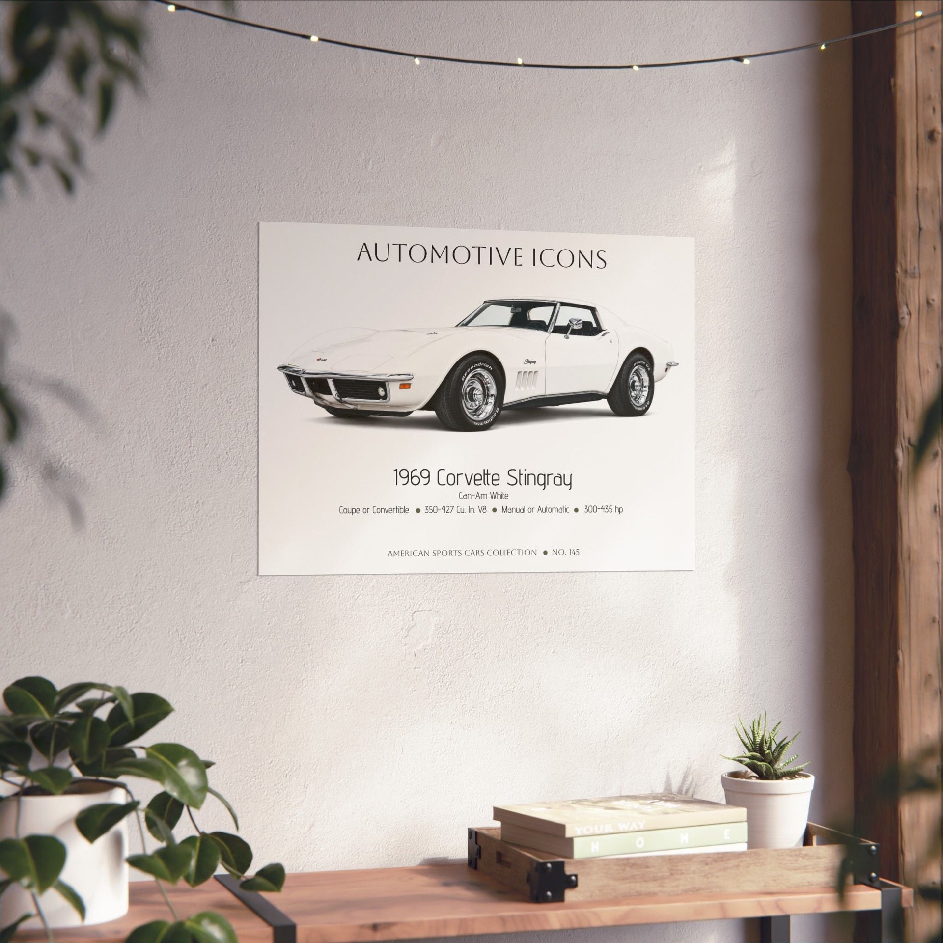 1969 Chevy Corvette Stingray Can-Am White Art Print Matte Poster | 24" x 18" - Cars, Trucks & Cycles - Harvey Ltd