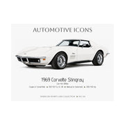 1969 Chevy Corvette Stingray Can-Am White Art Print Matte Poster | 24" x 18" - Cars, Trucks & Cycles - Harvey Ltd