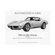 1969 Chevy Corvette Stingray Cortez Silver Art Print Matte Poster | 24" x 18" - Cars, Trucks & Cycles - Harvey Ltd