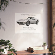 1969 Chevy Corvette Stingray Cortez Silver Art Print Matte Poster | 24" x 18" - Cars, Trucks & Cycles - Harvey Ltd