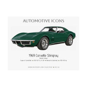 1969 Chevy Corvette Stingray Fathom Green Art Print Matte Poster | 24" x 18" horizontal - Cars, Trucks & Cycles - Harvey Ltd