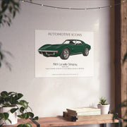 1969 Chevy Corvette Stingray Fathom Green Art Print Matte Poster | 24" x 18" horizontal - Cars, Trucks & Cycles - Harvey Ltd