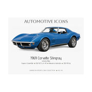 1969 Chevy Corvette Stingray Lemans Blue Art Print Matte Poster | 24" x 18" horizontal - Cars, Trucks & Cycles - Harvey Ltd
