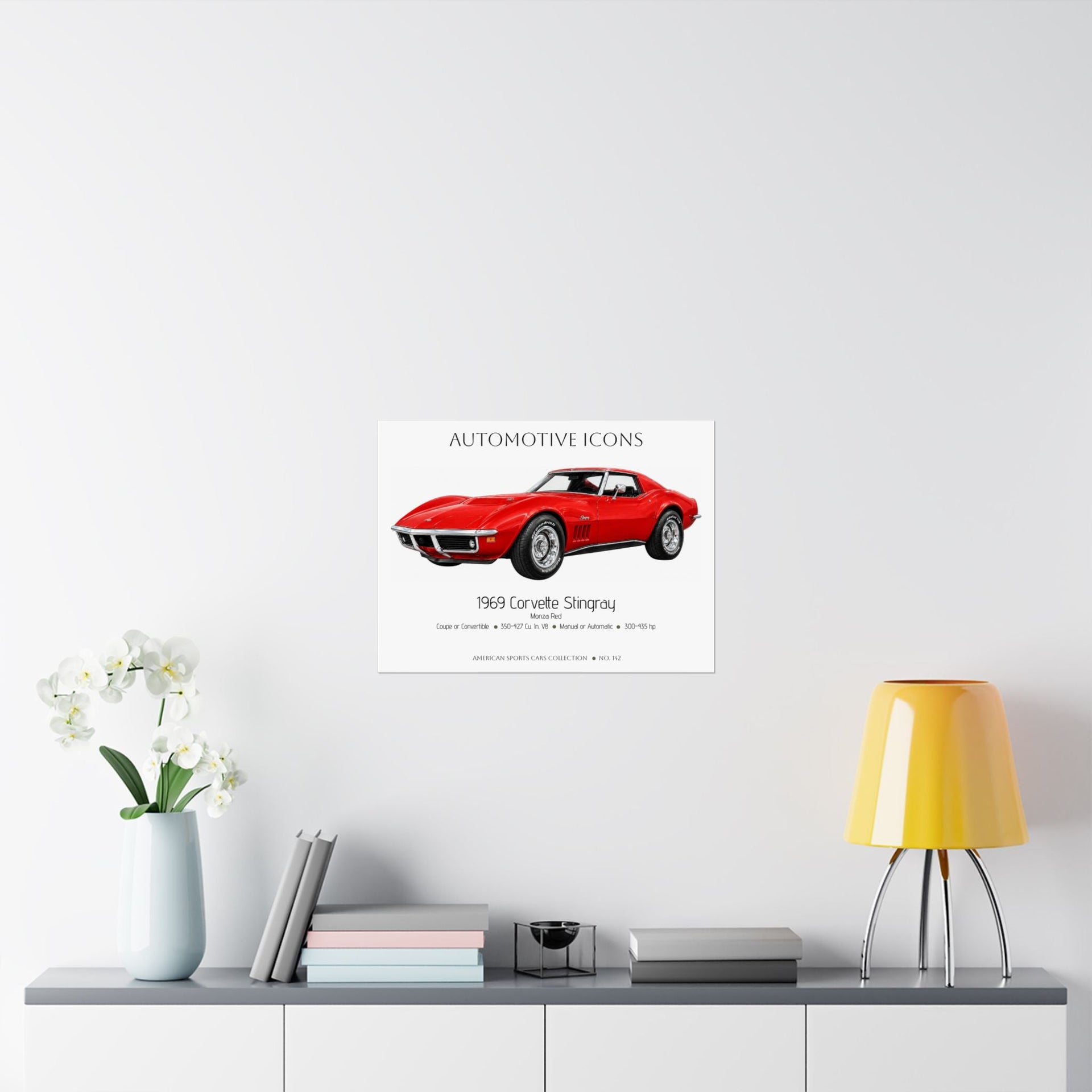 1969 Chevy Corvette Stingray Monza Red Art Print Matte Poster | 24" x 18" horizontal - Cars, Trucks & Cycles - Harvey Ltd