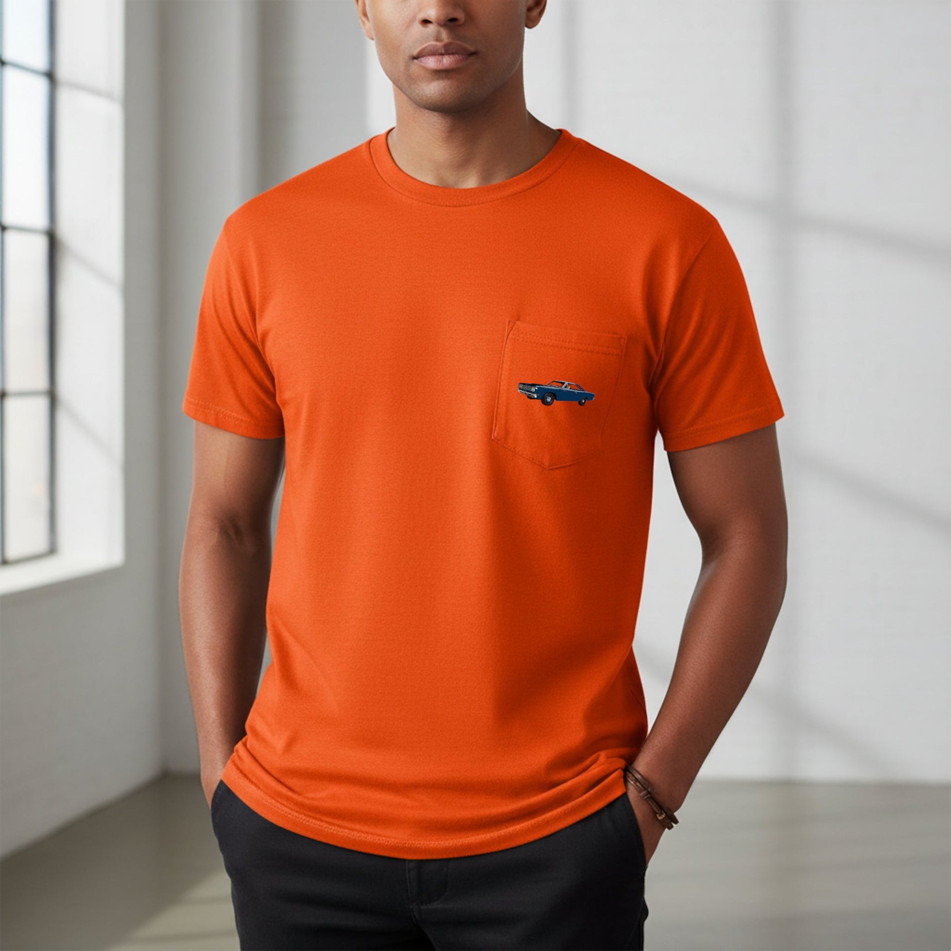 1969 Plymouth Road Runner Pocket T-shirt - Cars, Trucks & Cycles - Harvey Ltd