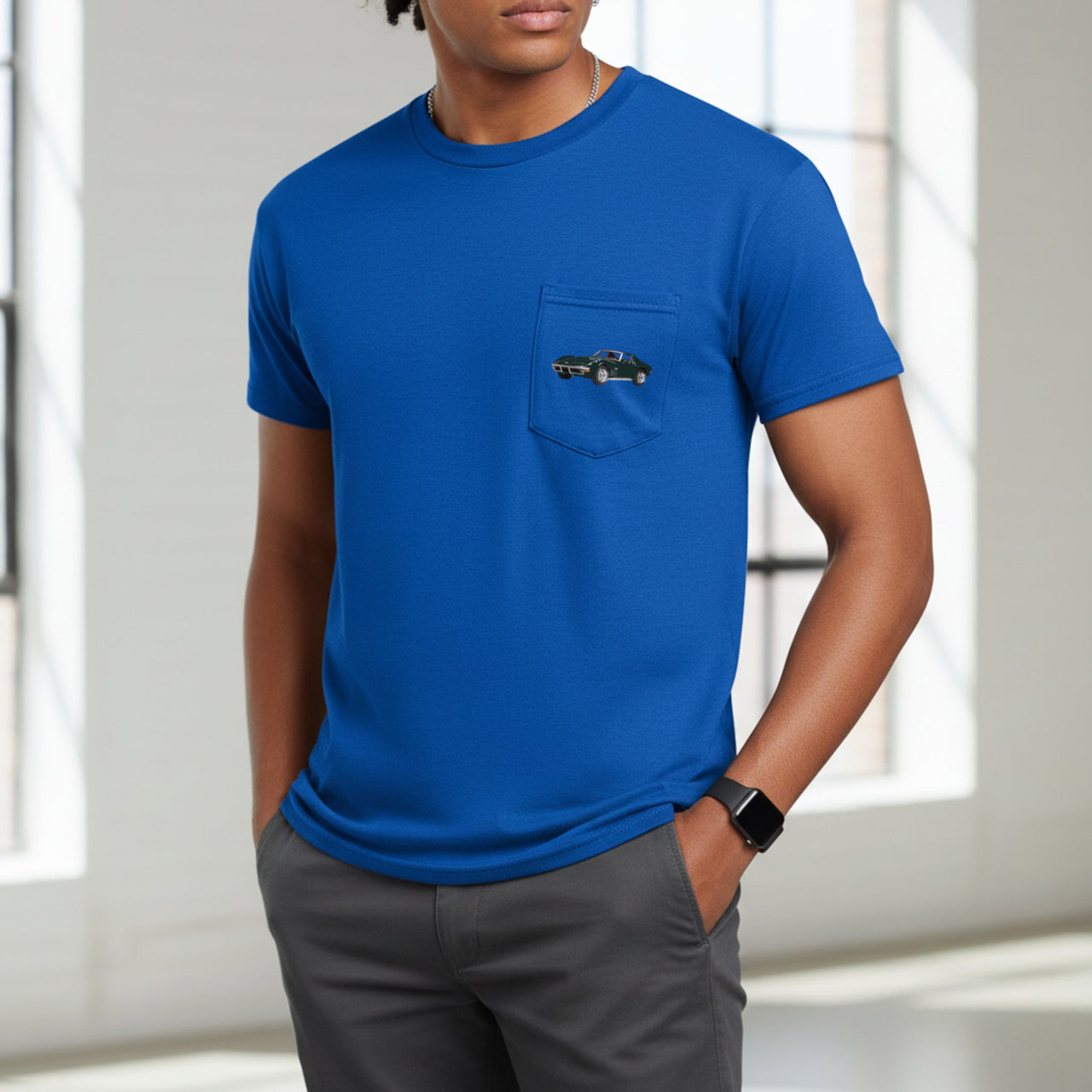 1971 Chevy Corvette Stingray Pocket T-shirt - Cars, Trucks & Cycles - Harvey Ltd