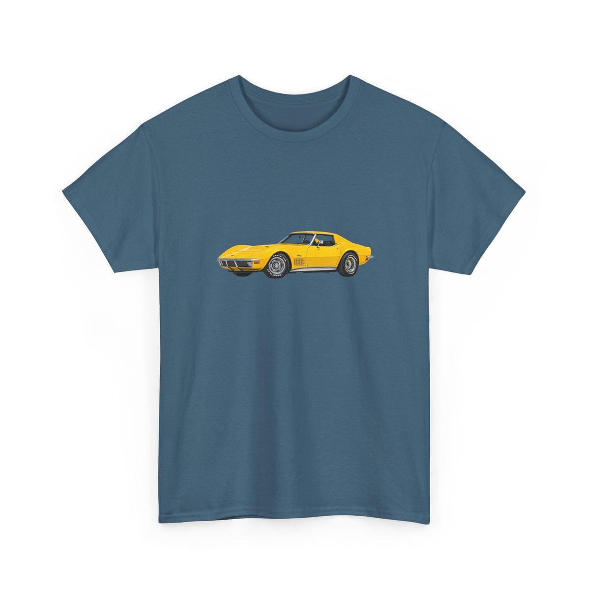 1971 Chevy Corvette Stingray War Bonnet Yellow T-shirt - Cars, Trucks & Cycles - Harvey Ltd