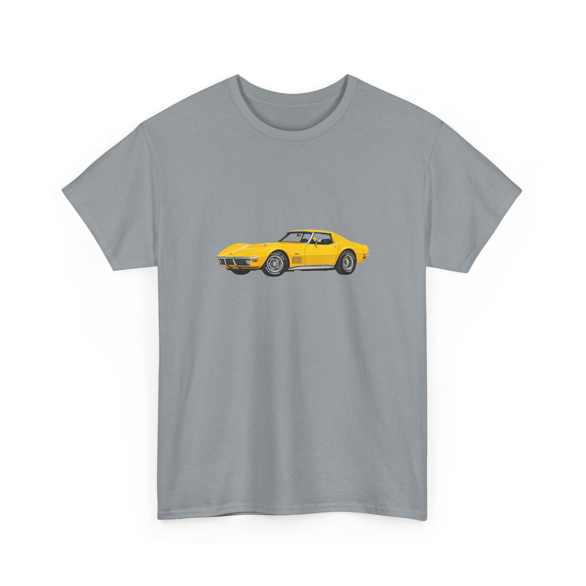 1971 Chevy Corvette Stingray War Bonnet Yellow T-shirt - Cars, Trucks & Cycles - Harvey Ltd