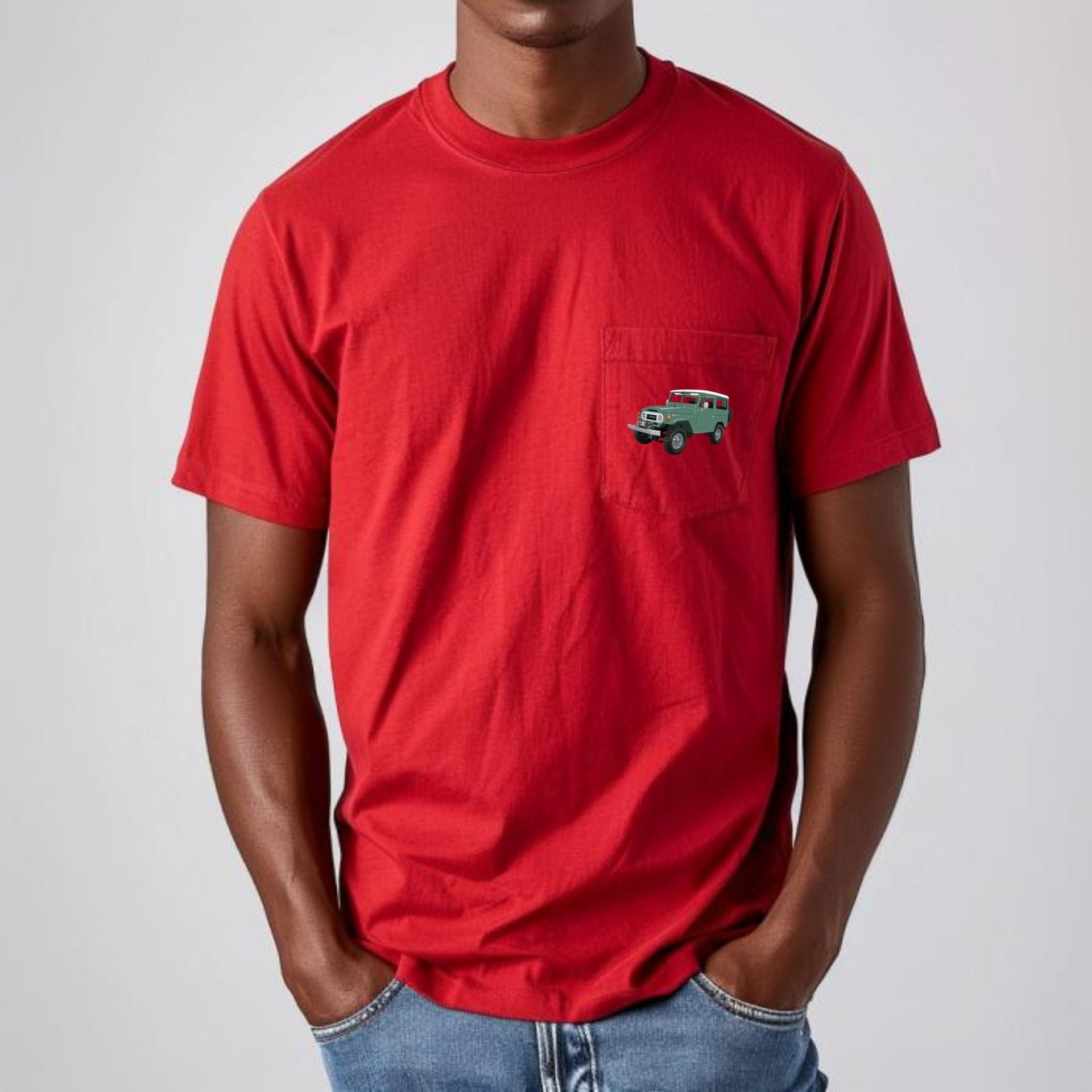 1973 Toyota Land Cruiser FJ40 Pocket T-shirt - Cars, Trucks & Cycles - Harvey Ltd