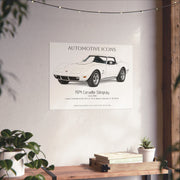 1974 Chevy Corvette Stingray Classic White Art Print Matte Poster | 24" x 18" Horizontal - Cars, Trucks & Cycles - Harvey Ltd