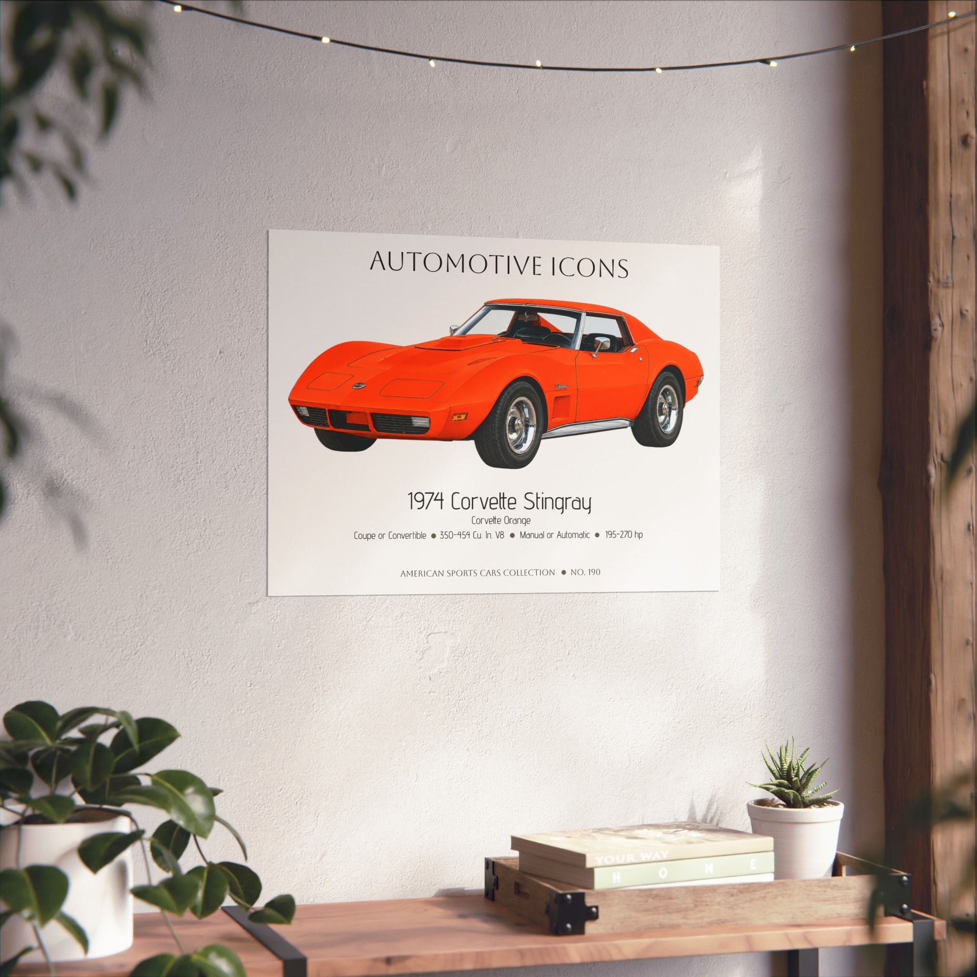 1974 Chevy Corvette Stingray Corvette Orange Art Print Matte Poster | 24" x 18" horizontal - Cars, Trucks & Cycles - Harvey Ltd