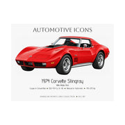 1974 Chevy Corvette Stingray Mille Miglia Red Art Print Matte Poster | 24" x 18" horizontal - Cars, Trucks & Cycles - Harvey Ltd