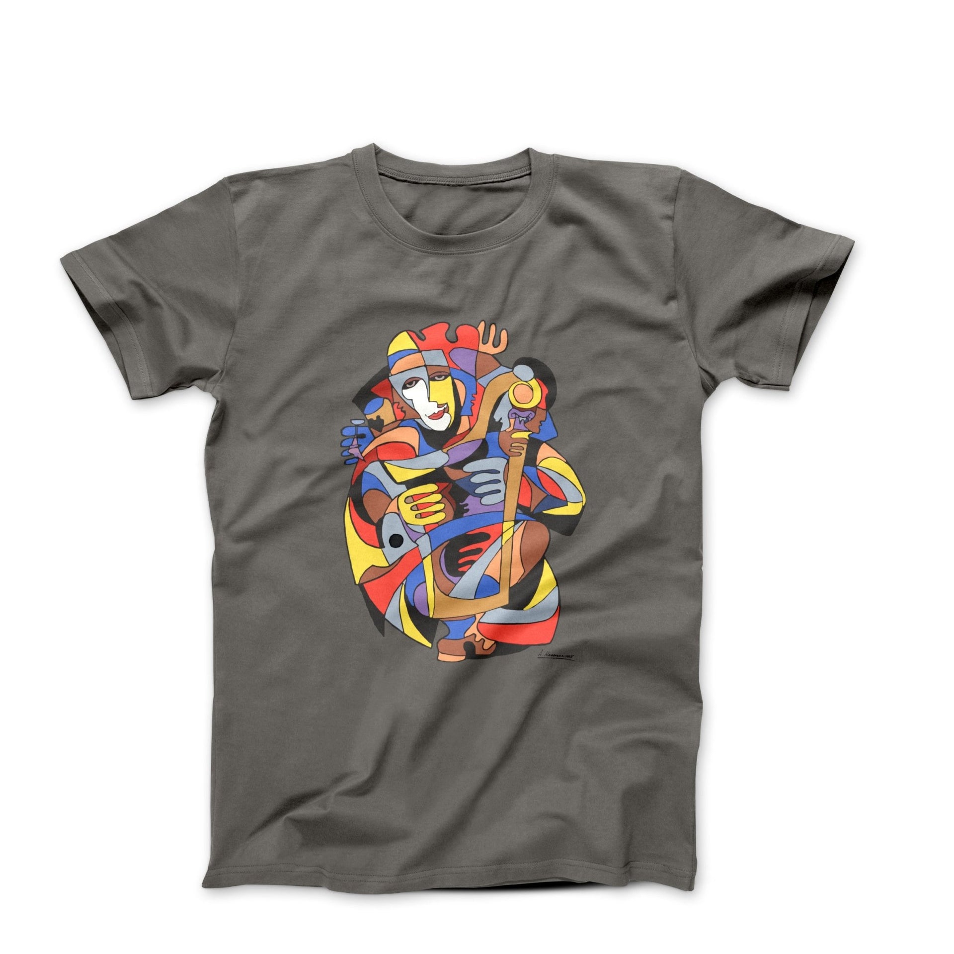 Anatole Krasnyansky Jester Playing Harp (1998) Art T-shirt - Greatest Artists - Harvey Ltd