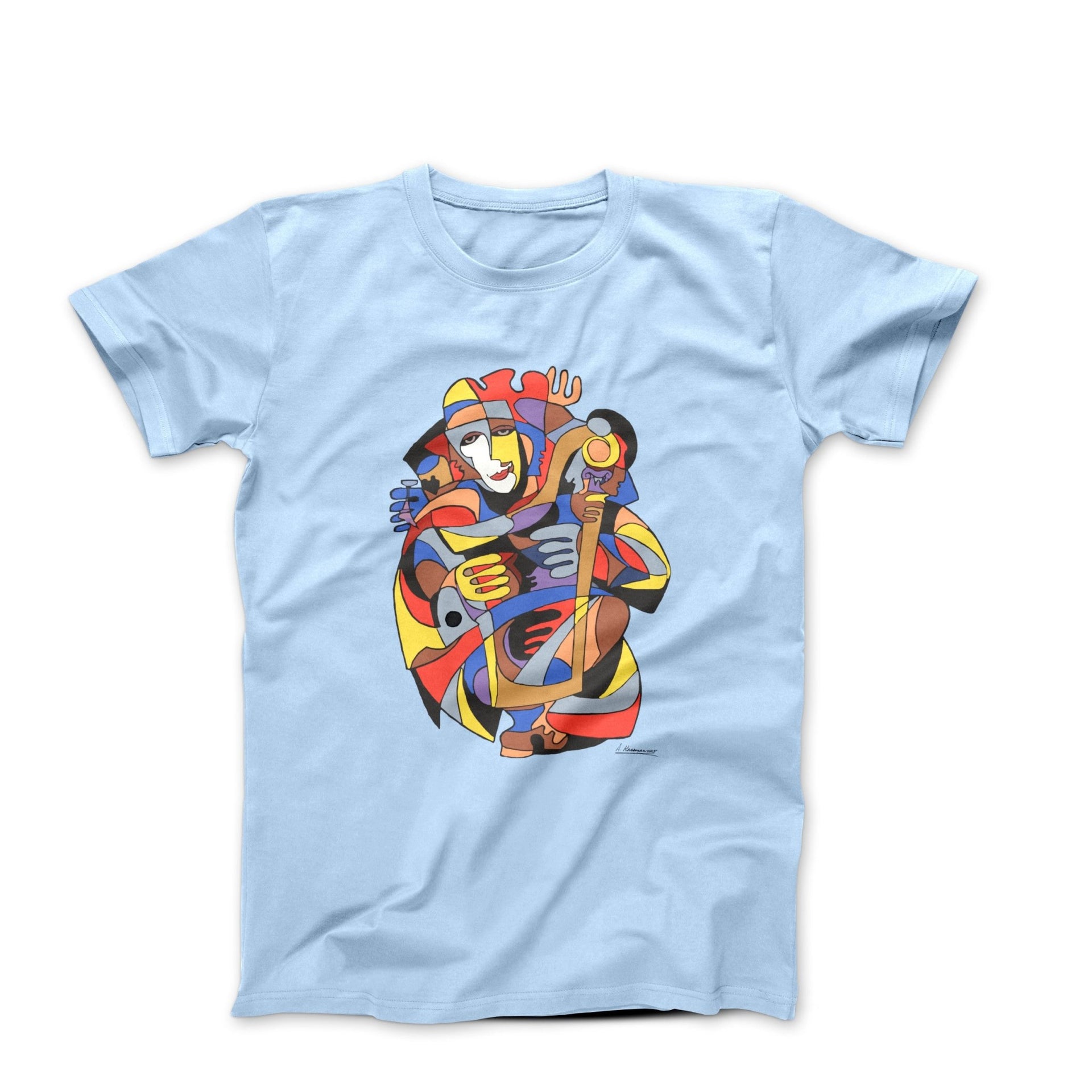 Anatole Krasnyansky Jester Playing Harp (1998) Art T-shirt - Greatest Artists - Harvey Ltd