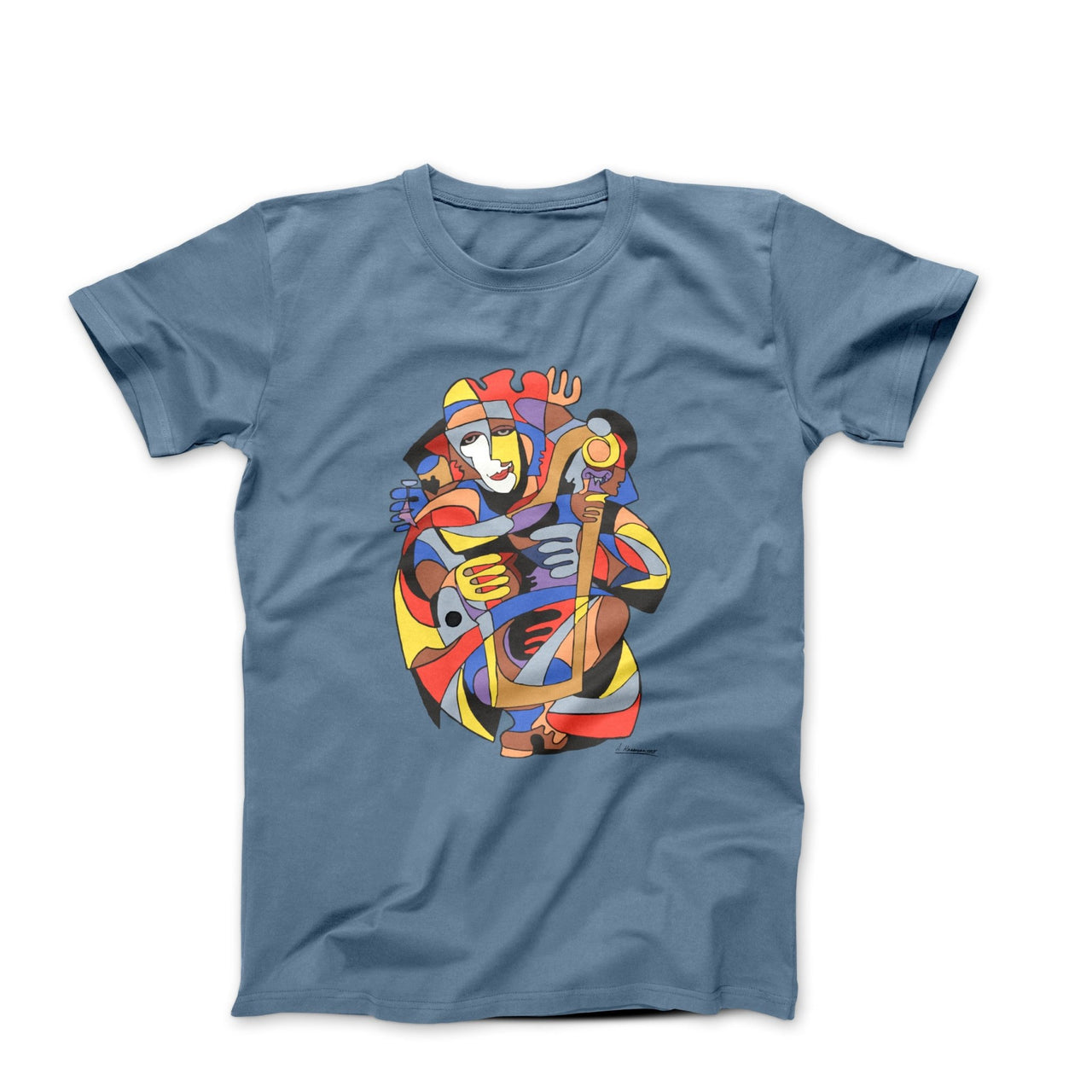 Anatole Krasnyansky Jester Playing Harp (1998) Art T-shirt - Greatest Artists - Harvey Ltd