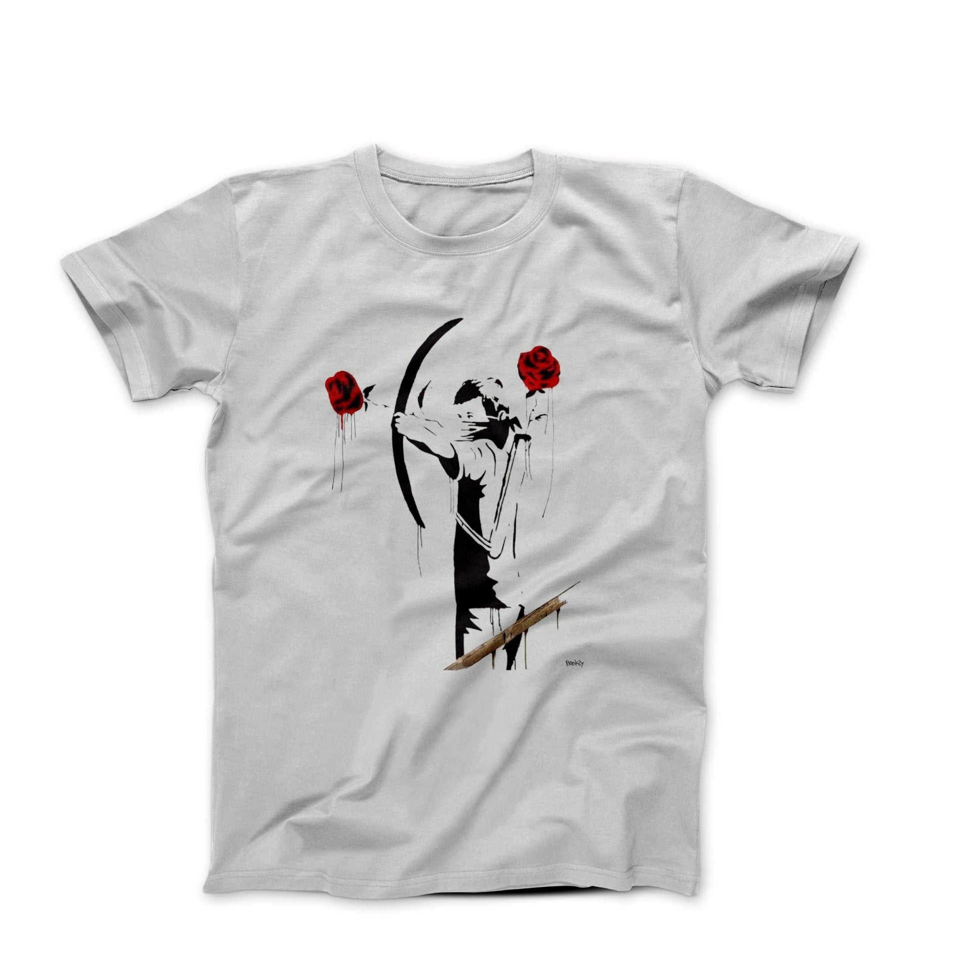 Banksy Archer Shooting Roses Street Art T - shirt - Clothing - Harvey Ltd