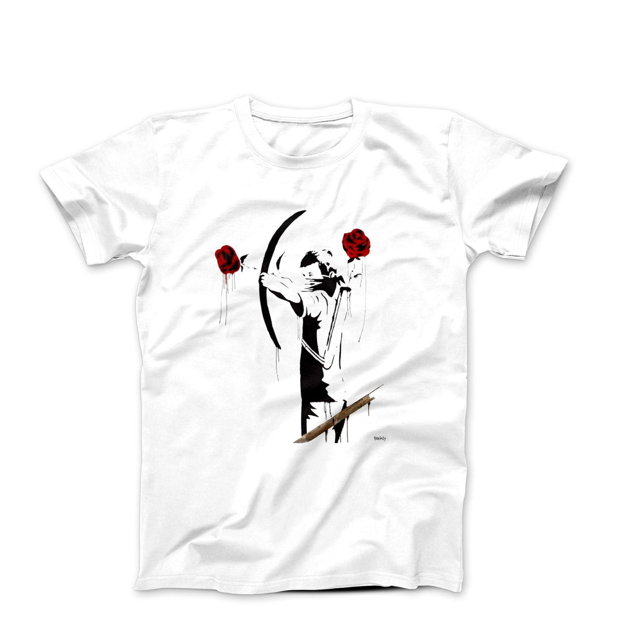 Banksy Archer Shooting Roses Street Art T - shirt - Clothing - Harvey Ltd