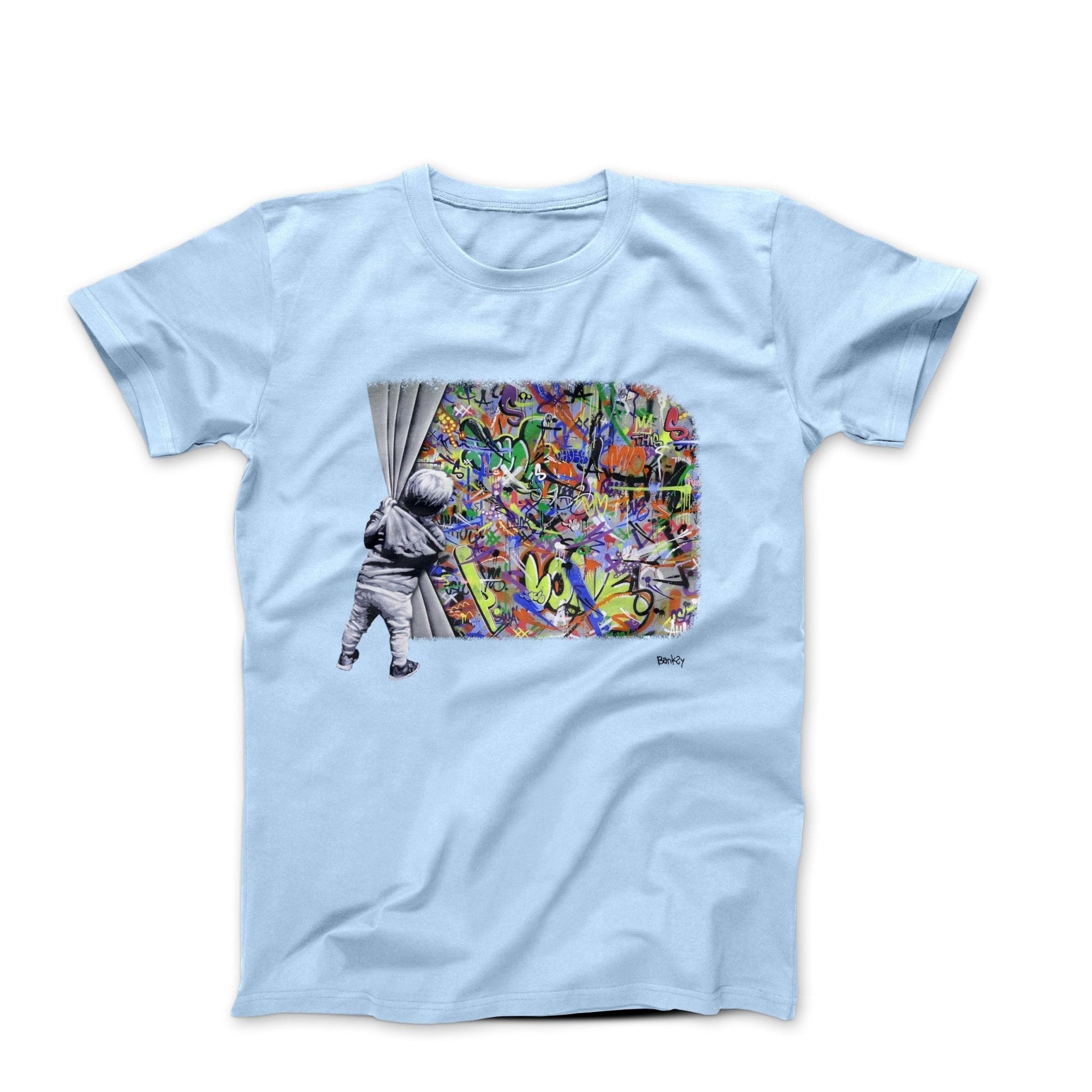 Banksy Behind the Curtain Graffiti T-shirt - Street, Pop & Media Art - Harvey Ltd