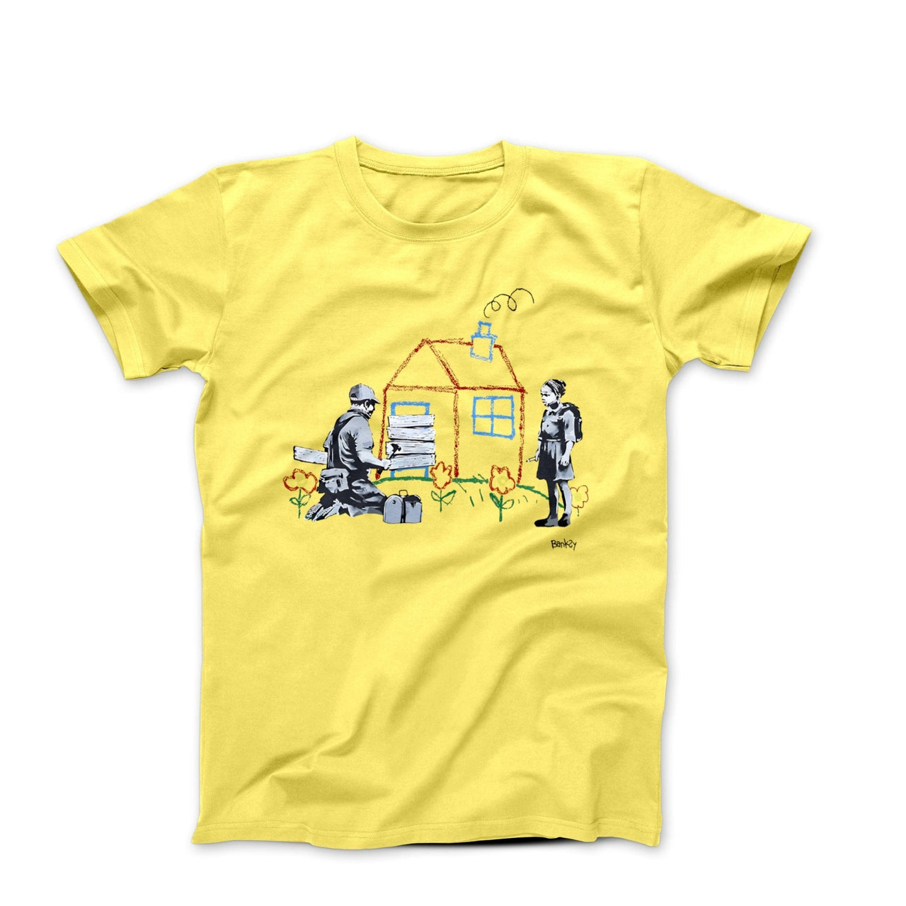 Banksy Boarded Crayon House Street Art T-shirt - Street, Pop & Media Art - Harvey Ltd