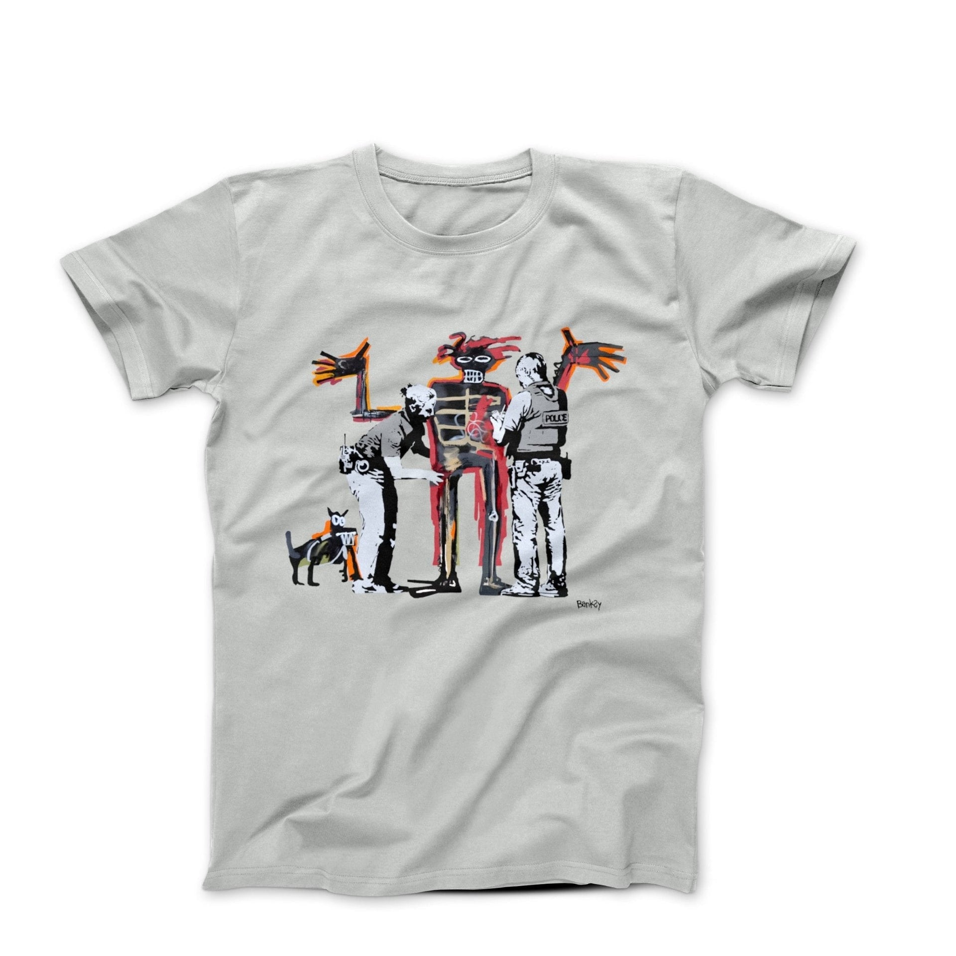Banksy Boy & Dog In Stop and Search T-shirt - Street, Pop & Media Art - Harvey Ltd