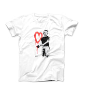 Banksy Boy Painting Love Heart T-shirt - Street, Pop & Media Art - Harvey Ltd