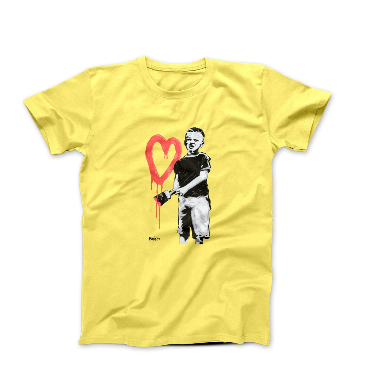 Banksy Boy Painting Love Heart T-shirt - Street, Pop & Media Art - Harvey Ltd