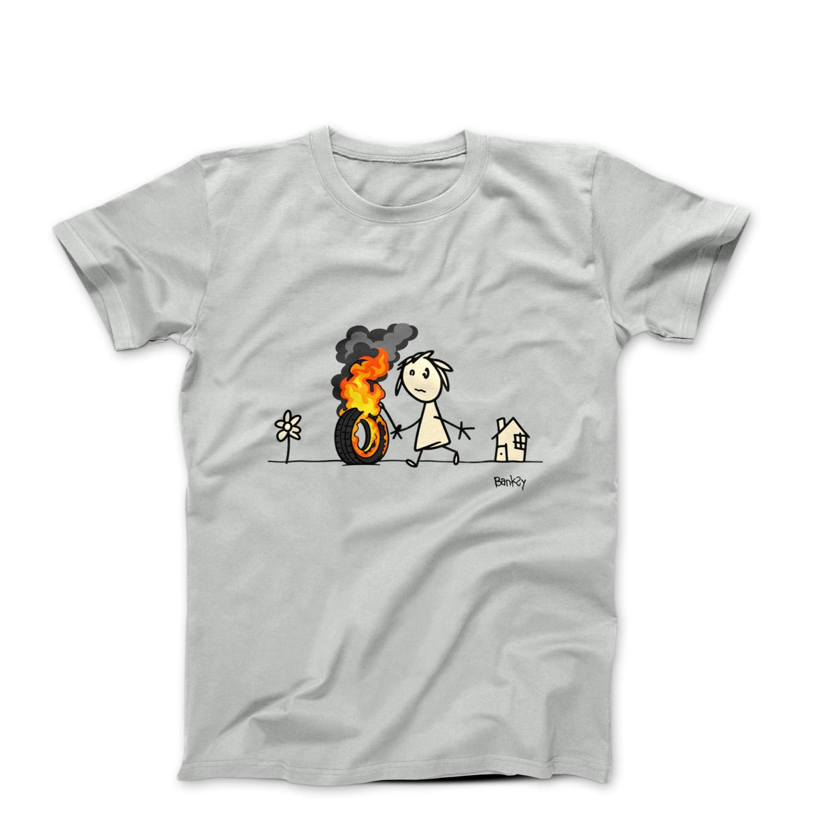 Banksy Burning Tyre 2016 Street Art T-shirt - Street, Pop & Media Art - Harvey Ltd
