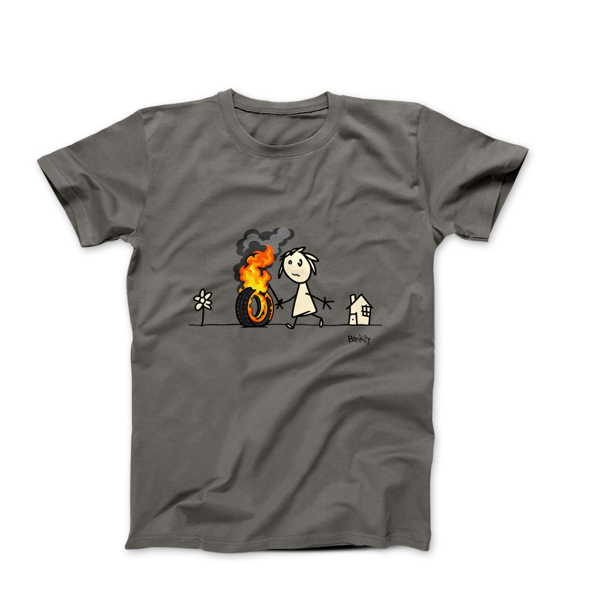 Banksy Burning Tyre 2016 Street Art T-shirt - Street, Pop & Media Art - Harvey Ltd