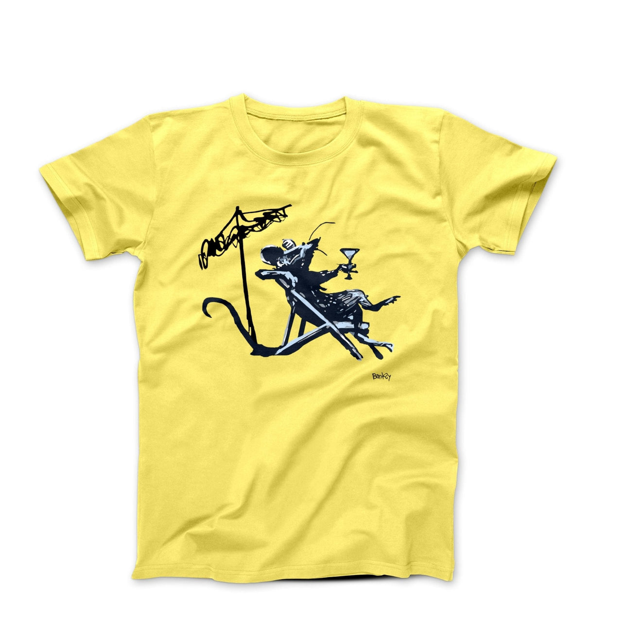 Banksy Cocktail At The Beach Rat (2003) Street Art T-Shirt - Street, Pop & Media Art - Harvey Ltd
